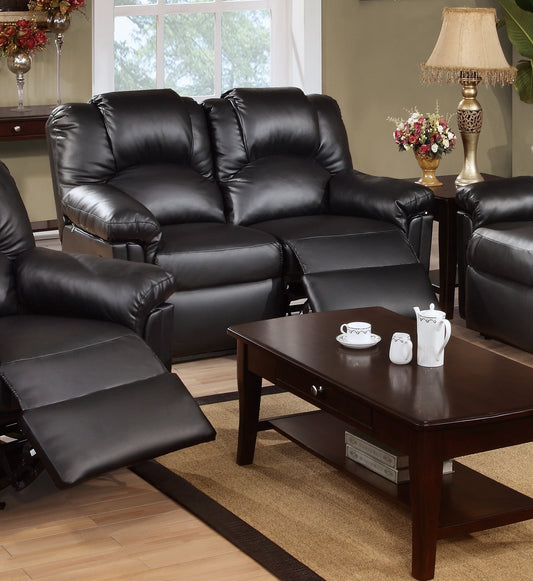 Motion Loveseat 1pc Couch Living Room Furniture Black Bonded Leather