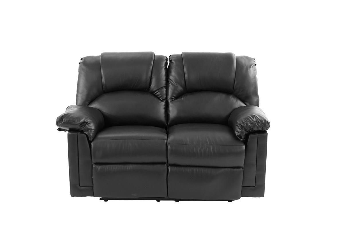 Motion Loveseat 1pc Couch Living Room Furniture Black Bonded Leather