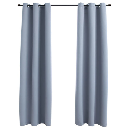 Blackout Curtains with Rings 2 pcs Gray 37"x63" Fabric