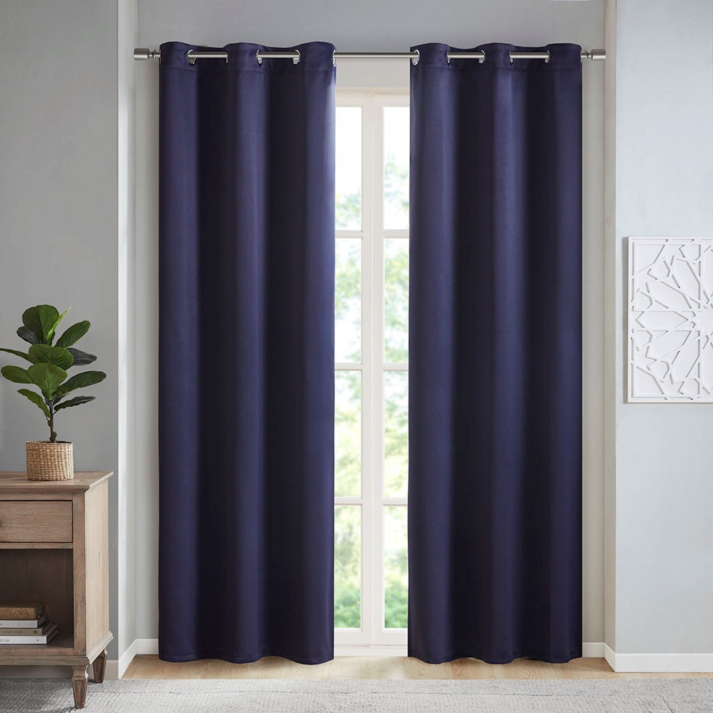 Solid Blackout Triple Weave Grommet Top Curtain Panel Pair