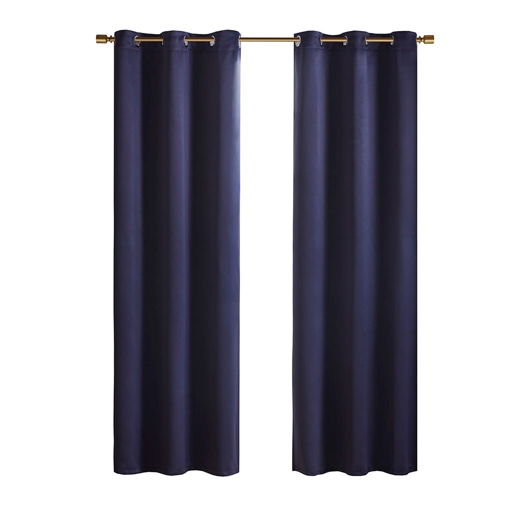 Solid Blackout Triple Weave Grommet Top Curtain Panel Pair