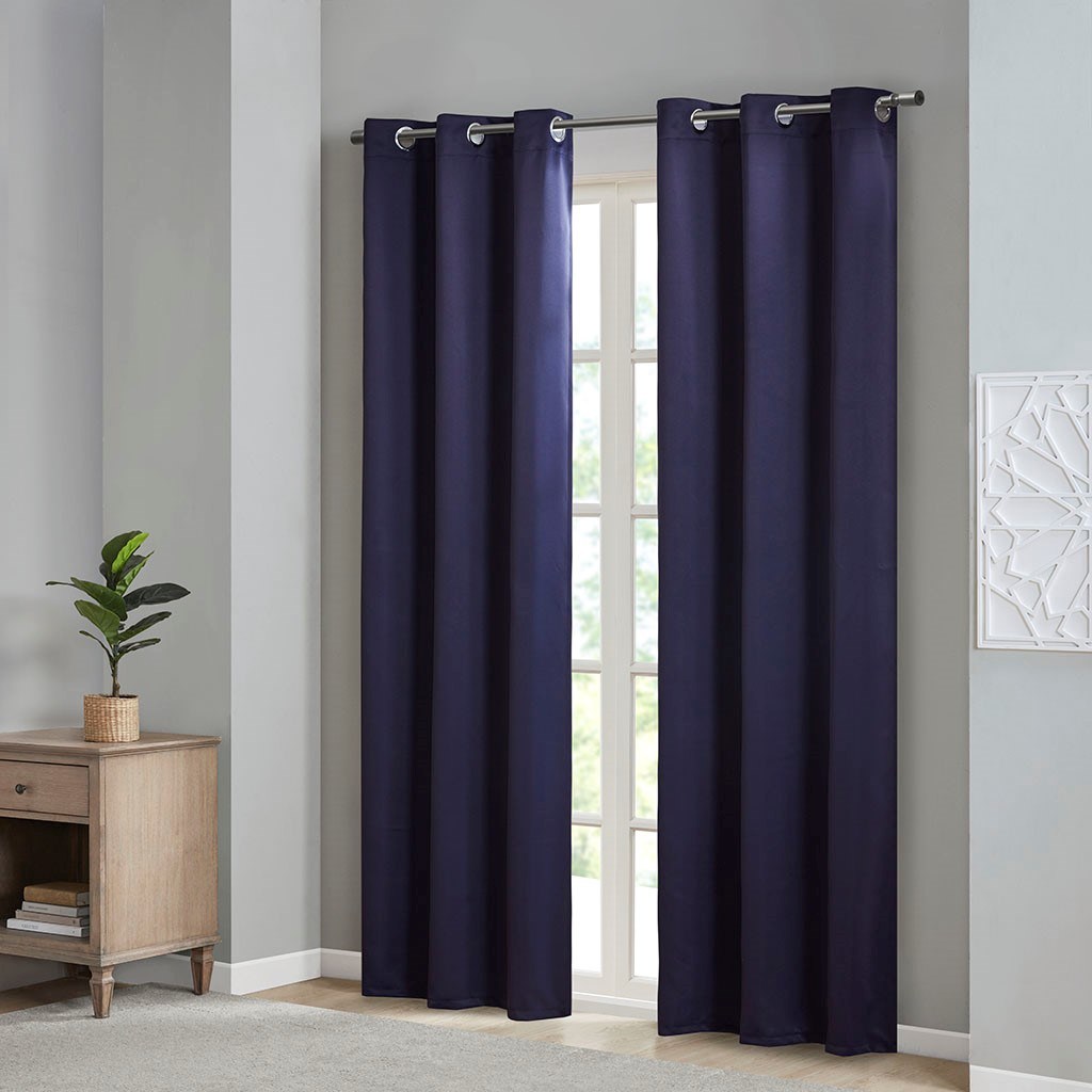 Solid Blackout Triple Weave Grommet Top Curtain Panel Pair