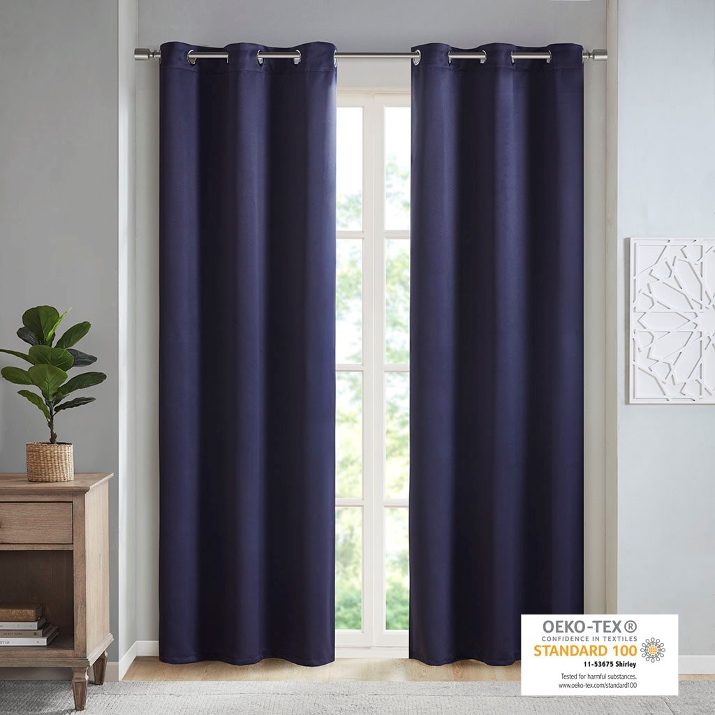 Solid Blackout Triple Weave Grommet Top Curtain Panel Pair