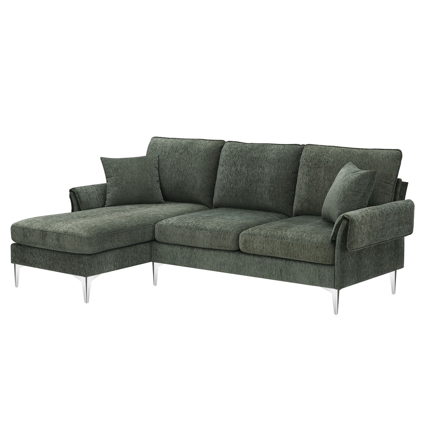 [VIDEO provided][New]84 "Modern Chenille L-Shaped Sofa with Reversible Lounge,Convertible Sectional Couch Set,4 Seat Indoor Furniture with Reversible Chaise,Fit for Living Room, Apartment(2 Pillows)