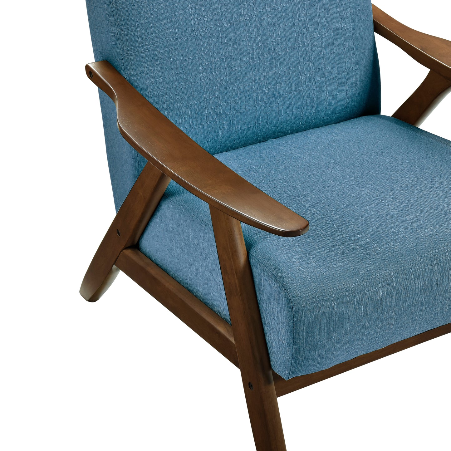 Modern Accent Chair 1pc Blue High Back Chair Cushion Seat and Back Walnut Finish Solid Wood Living Room Furniture