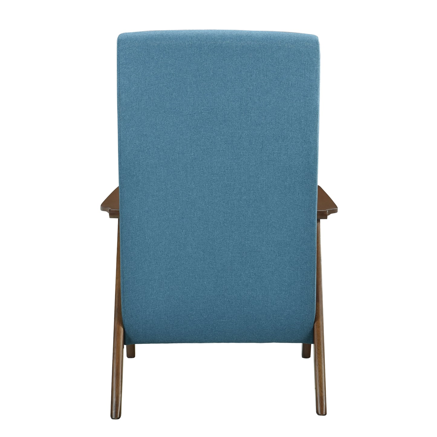 Modern Accent Chair 1pc Blue High Back Chair Cushion Seat and Back Walnut Finish Solid Wood Living Room Furniture