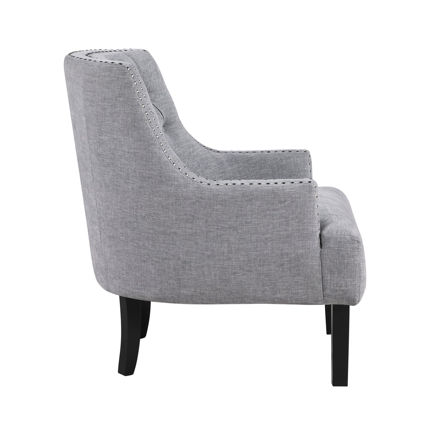 Modern Traditional Accent Chair Gray Chenille Upholstery Button-Tufted Solid Wood 1pc Living Room Furniture