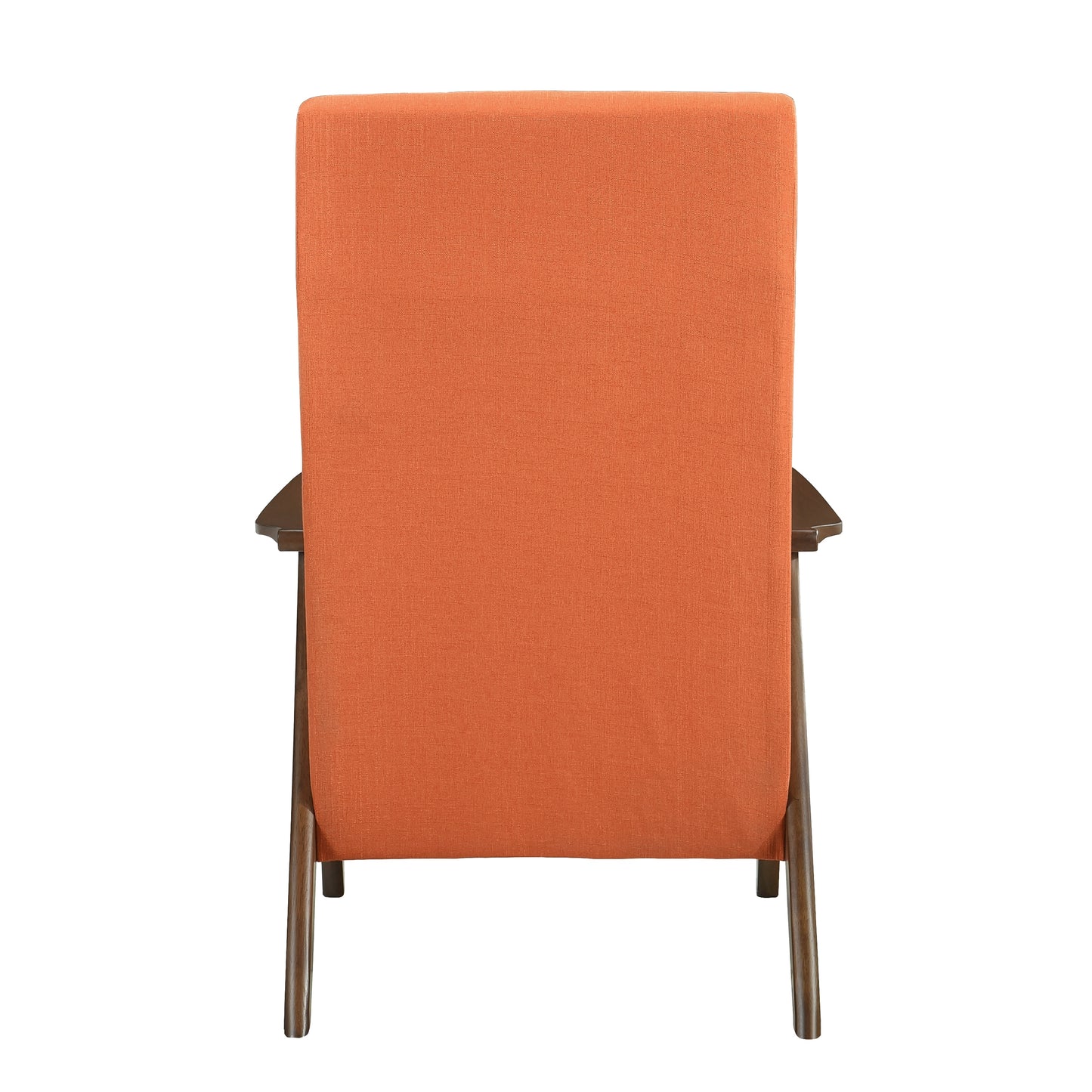 Modern Accent Chair 1pc Orange Fabric Upholstered High-Back Chair Cushion Seat and Back Walnut Finish Solid Wood Living Room Furniture