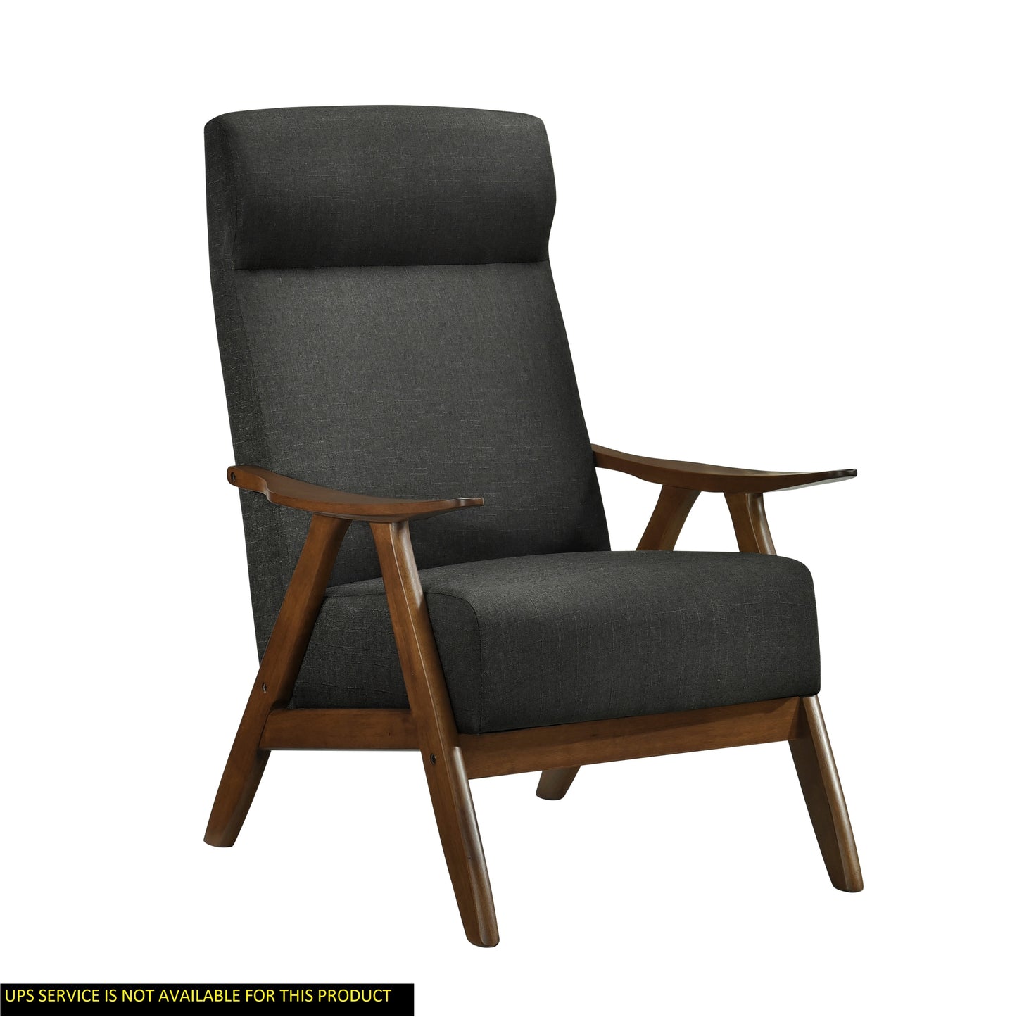 Modern Accent Chair 1pc Dark Gray High Back Chair Cushion Seat and Back Walnut Finish Solid Wood Living Room Furniture