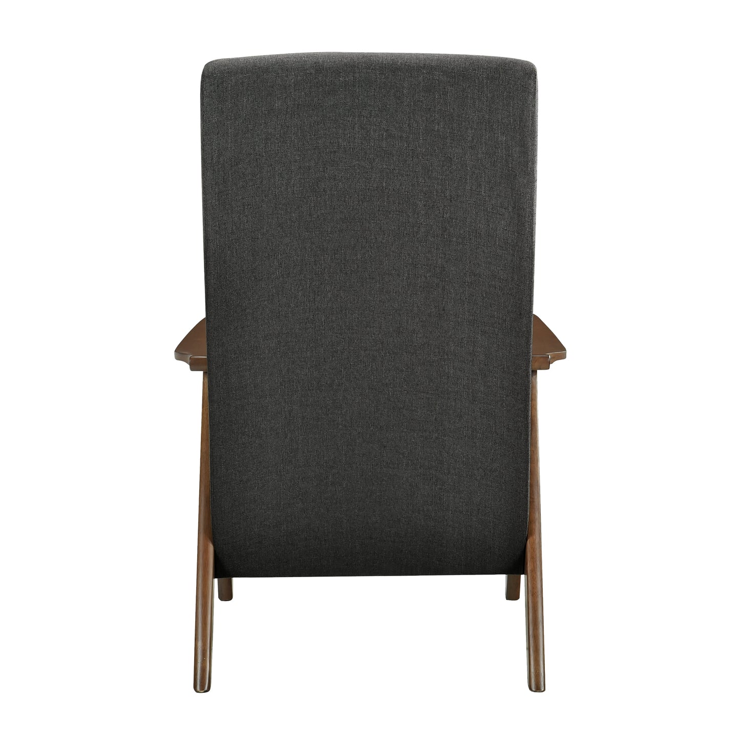 Modern Accent Chair 1pc Dark Gray High Back Chair Cushion Seat and Back Walnut Finish Solid Wood Living Room Furniture