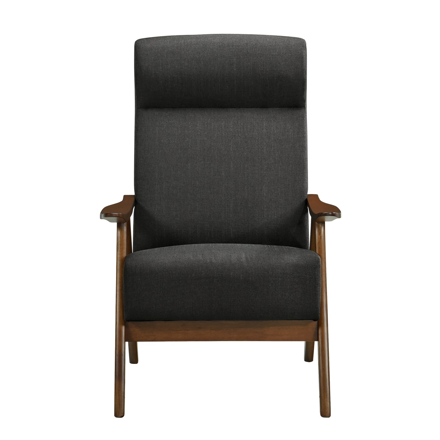 Modern Accent Chair 1pc Dark Gray High Back Chair Cushion Seat and Back Walnut Finish Solid Wood Living Room Furniture