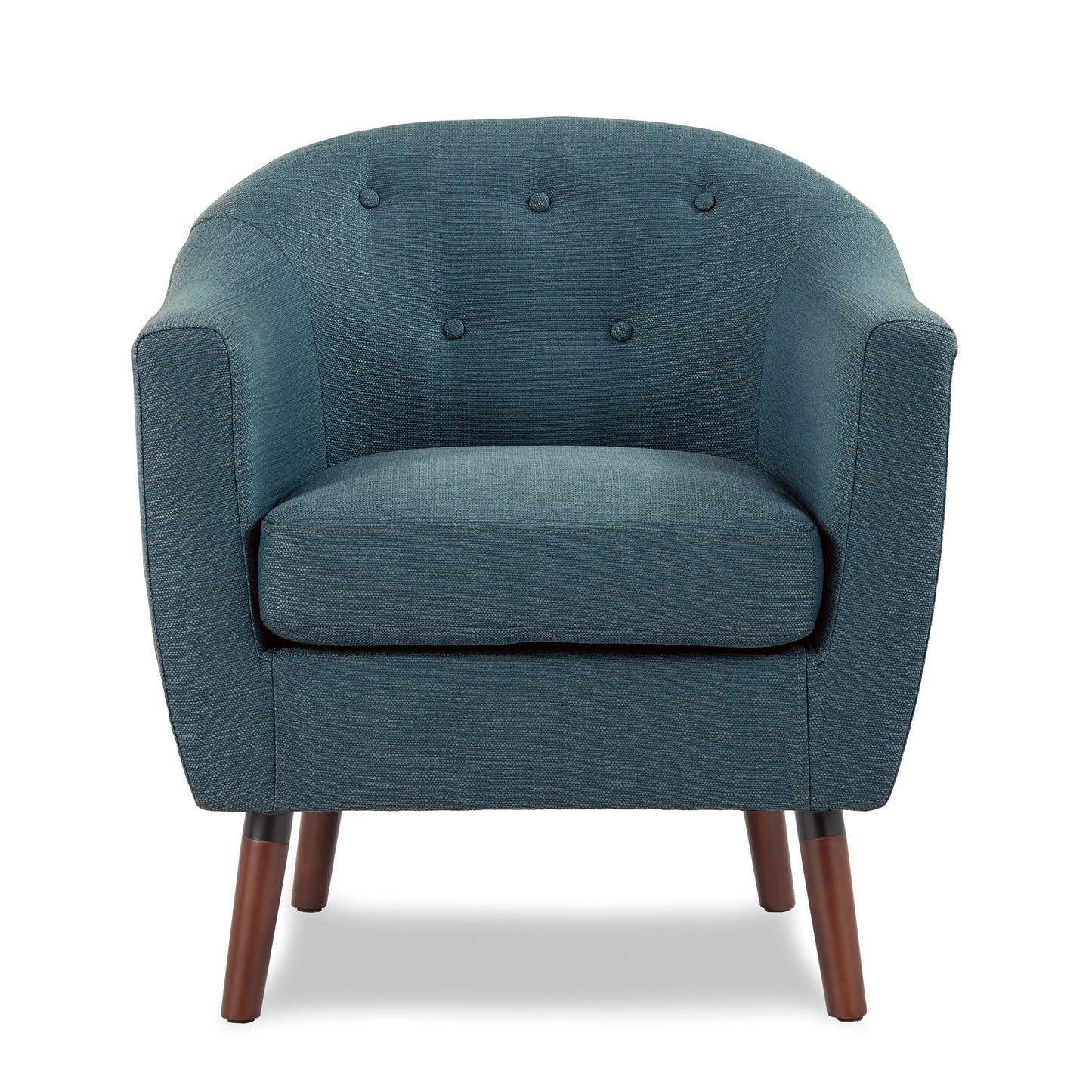 Blue Fabric Upholstered Accent Chair 1pc Espresso Finish Legs Button Tufted Solid Wood Furniture Living Room Chair