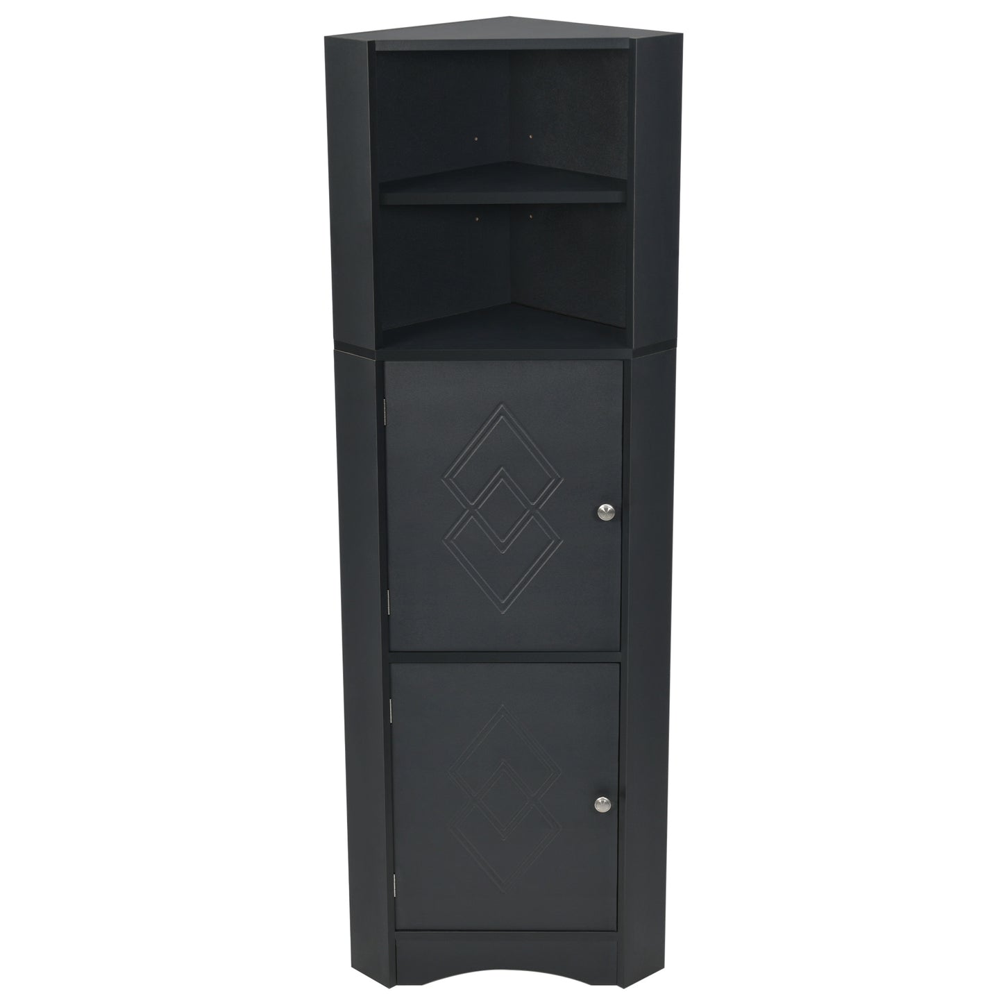 Tall Bathroom Corner Cabinet;  Freestanding Storage Cabinet with Doors and Adjustable Shelves;  MDF Board