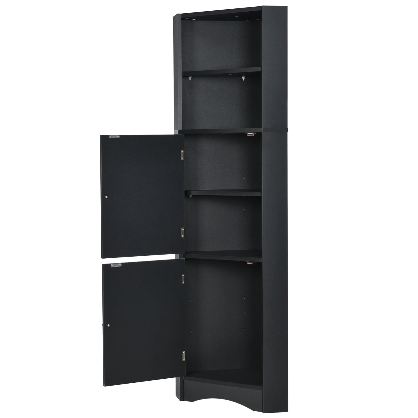 Tall Bathroom Corner Cabinet;  Freestanding Storage Cabinet with Doors and Adjustable Shelves;  MDF Board