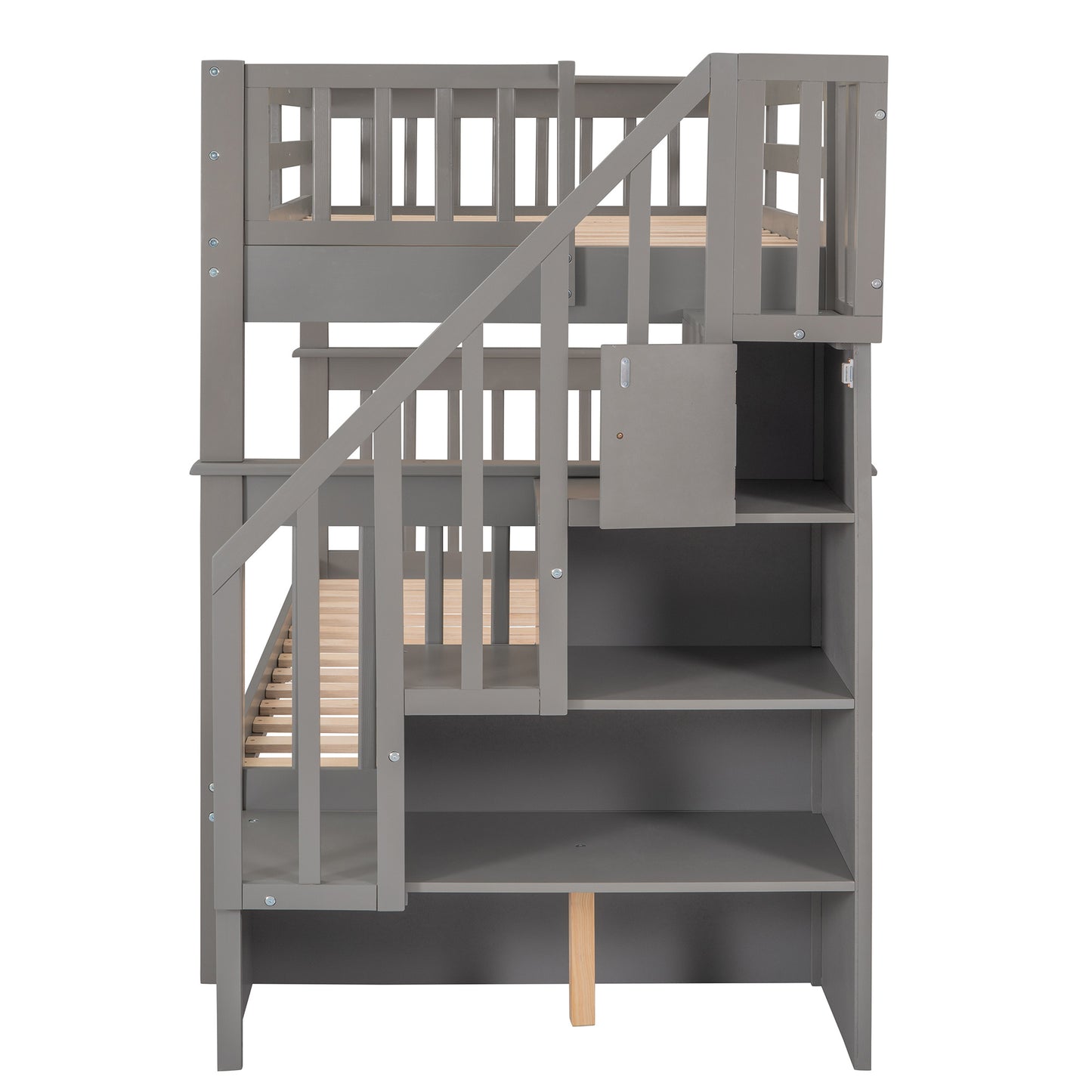 Stairway Twin-Over-Twin Bunk Bed with Storage and Guard Rail for Bedroom, Dorm