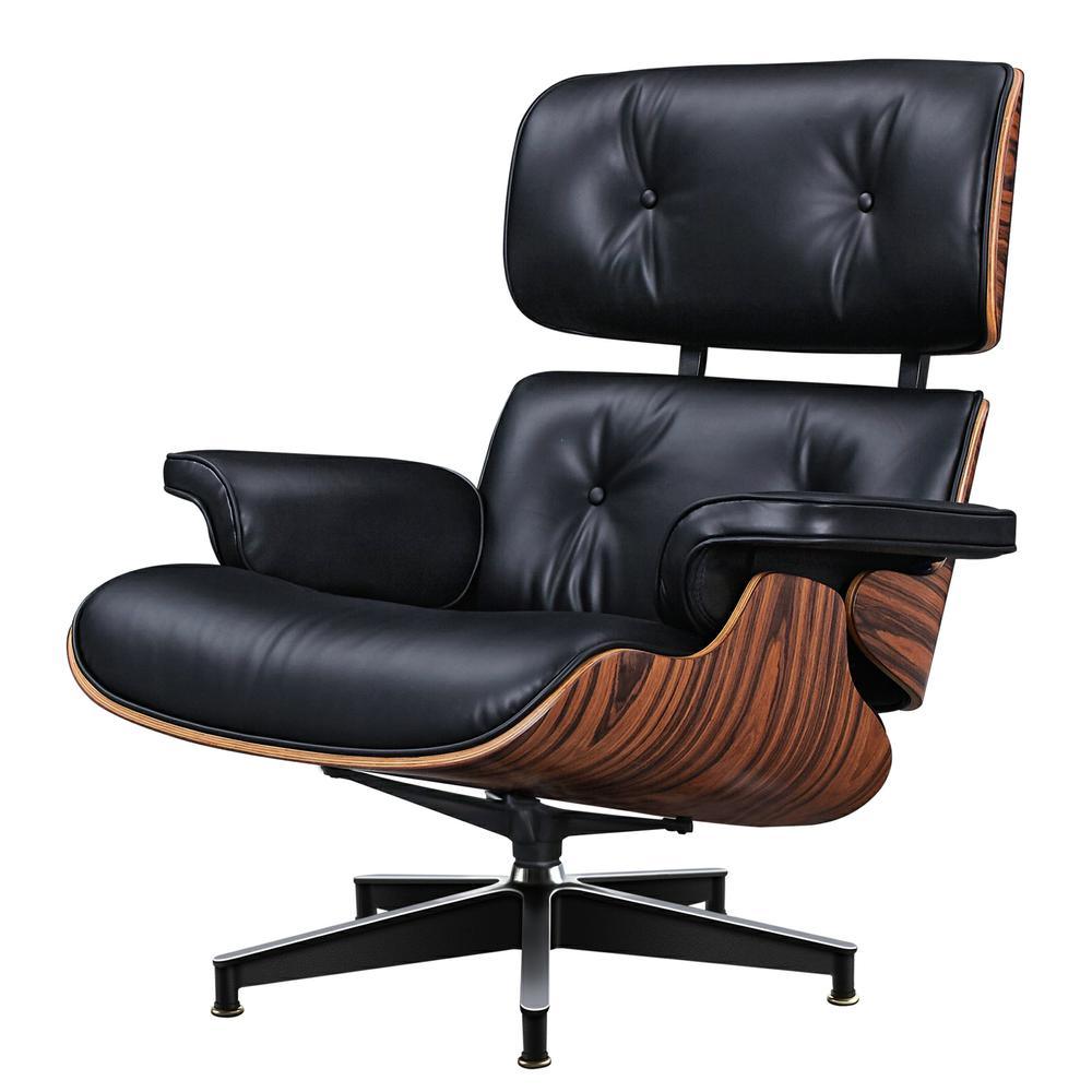 Large Version Genuine Leather Lounge Chair Club Seat Armchair Ottoman 8 Layer Plywood Frame Living Room Furniture