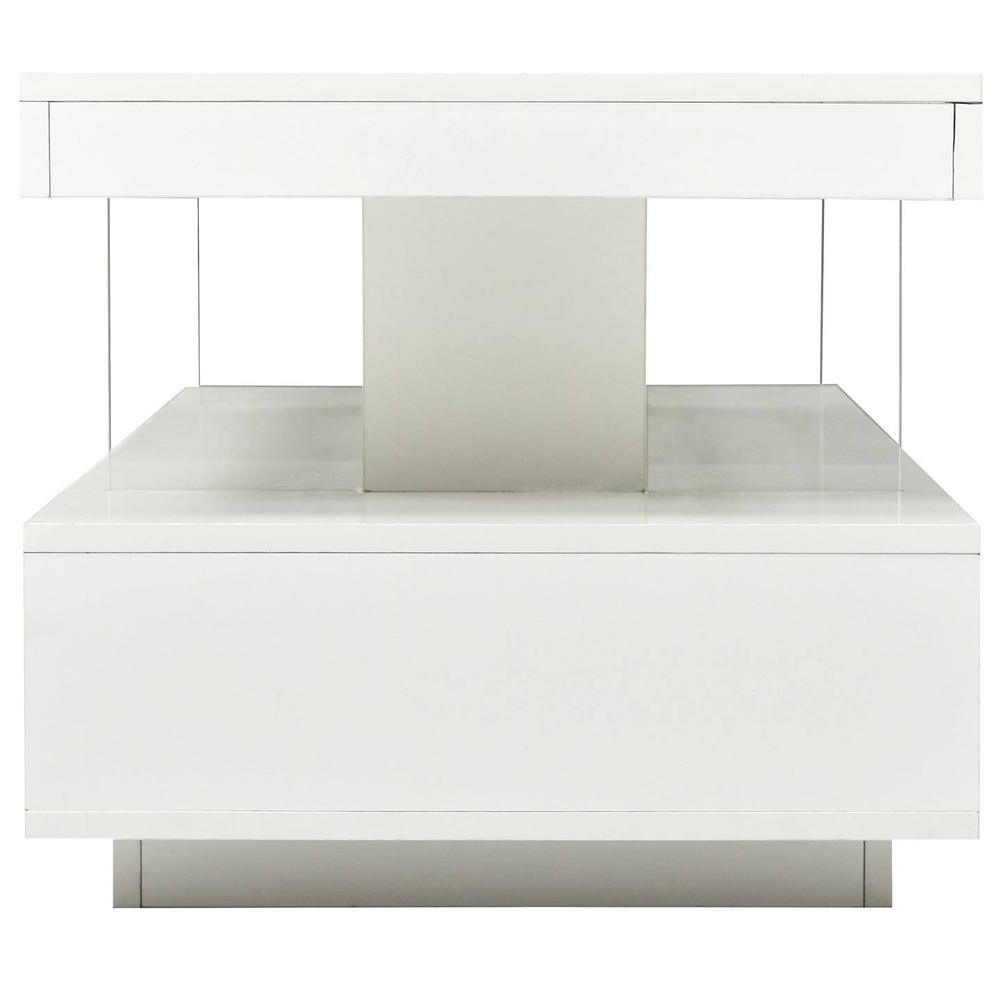 LED Coffee Table with Storage, Modern Center Table with 2 Drawers and Display Shelves, Accent Furniture with LED Lights for Living Room