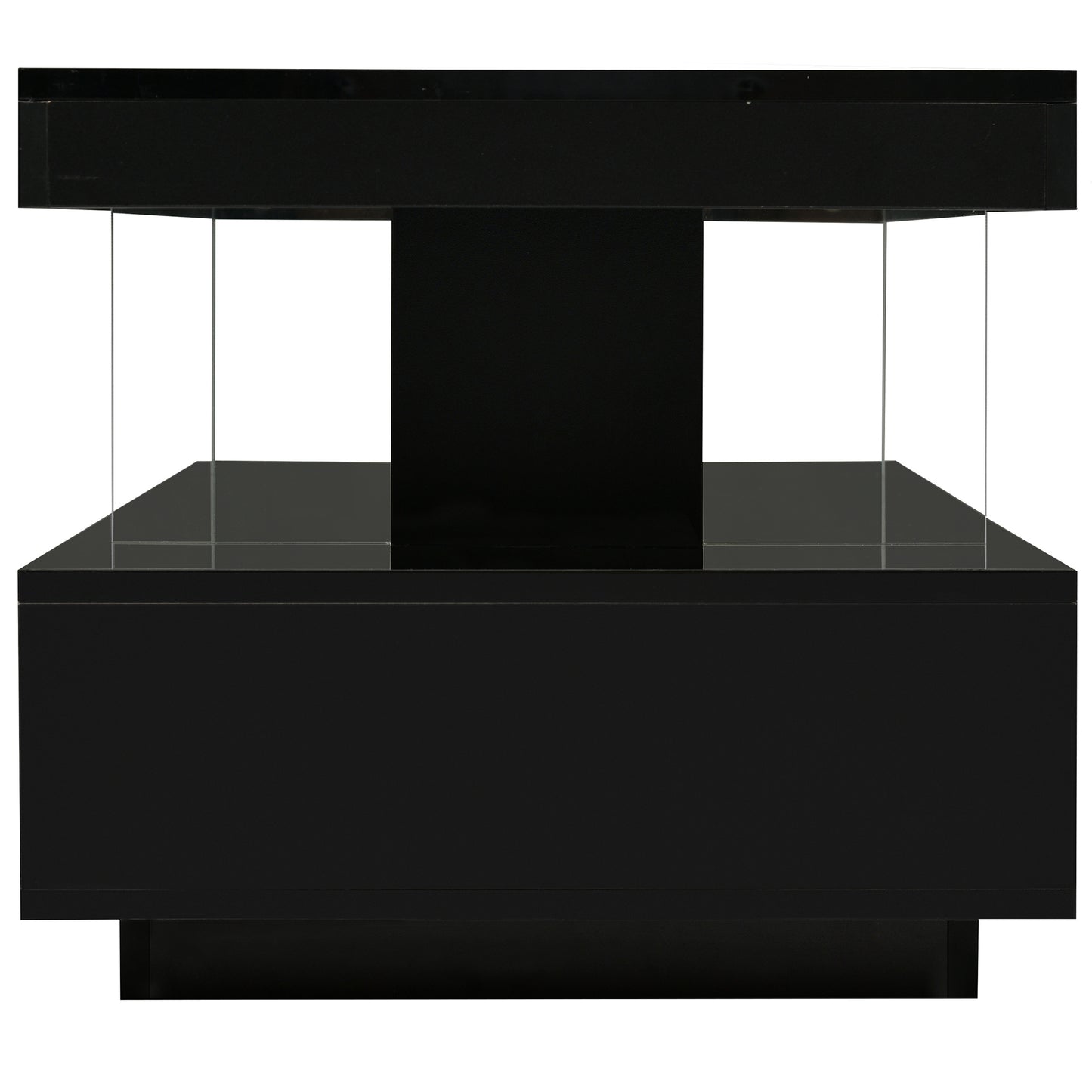 LED Coffee Table with Storage, Modern Center Table with 2 Drawers and Display Shelves, Accent Furniture with LED Lights for Living Room