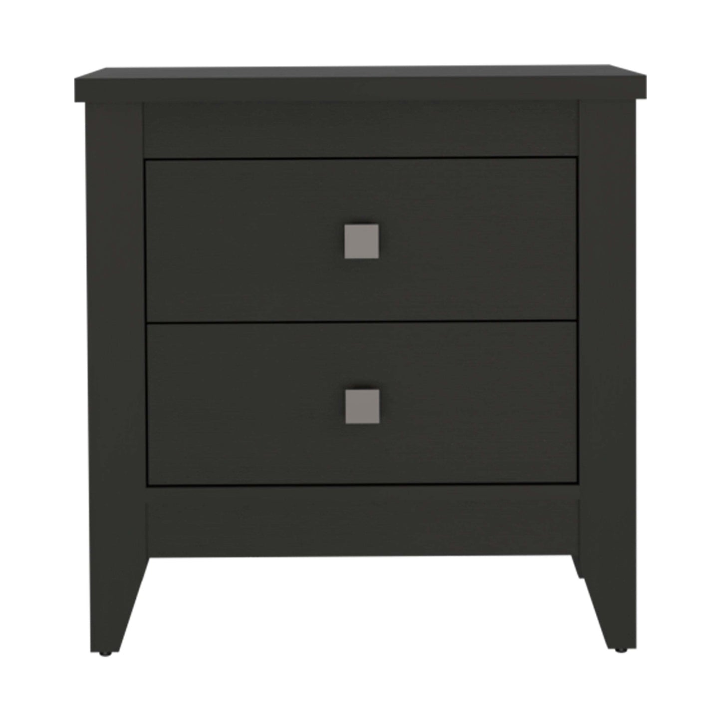 Breeze Four-Legged Modern Bedroom Nightstand, with Two Drawers, Black