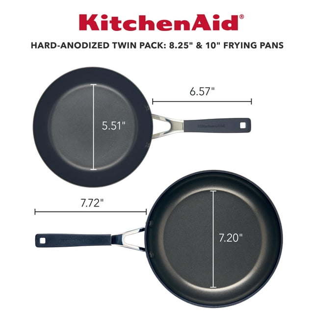 Hard Anodized 8.25 inch and 10 inch Nonstick Frying Pan Set, Onyx Black