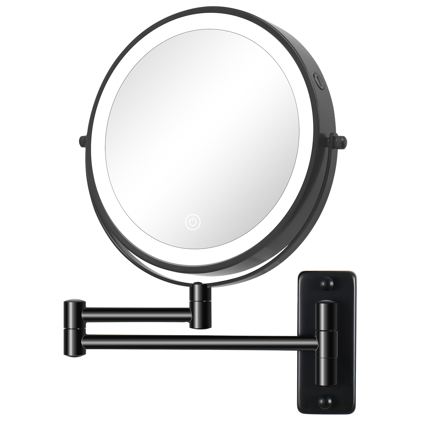 8 Inch Wall-Mounted Makeup Mirror, Double Sided 1x/10x Magnifying Makeup Mirror, 3 Colour Lights Touch Screen Dimmable Bathroom Mirror, 360° Swivel Vanity Mirror Built-In Battery