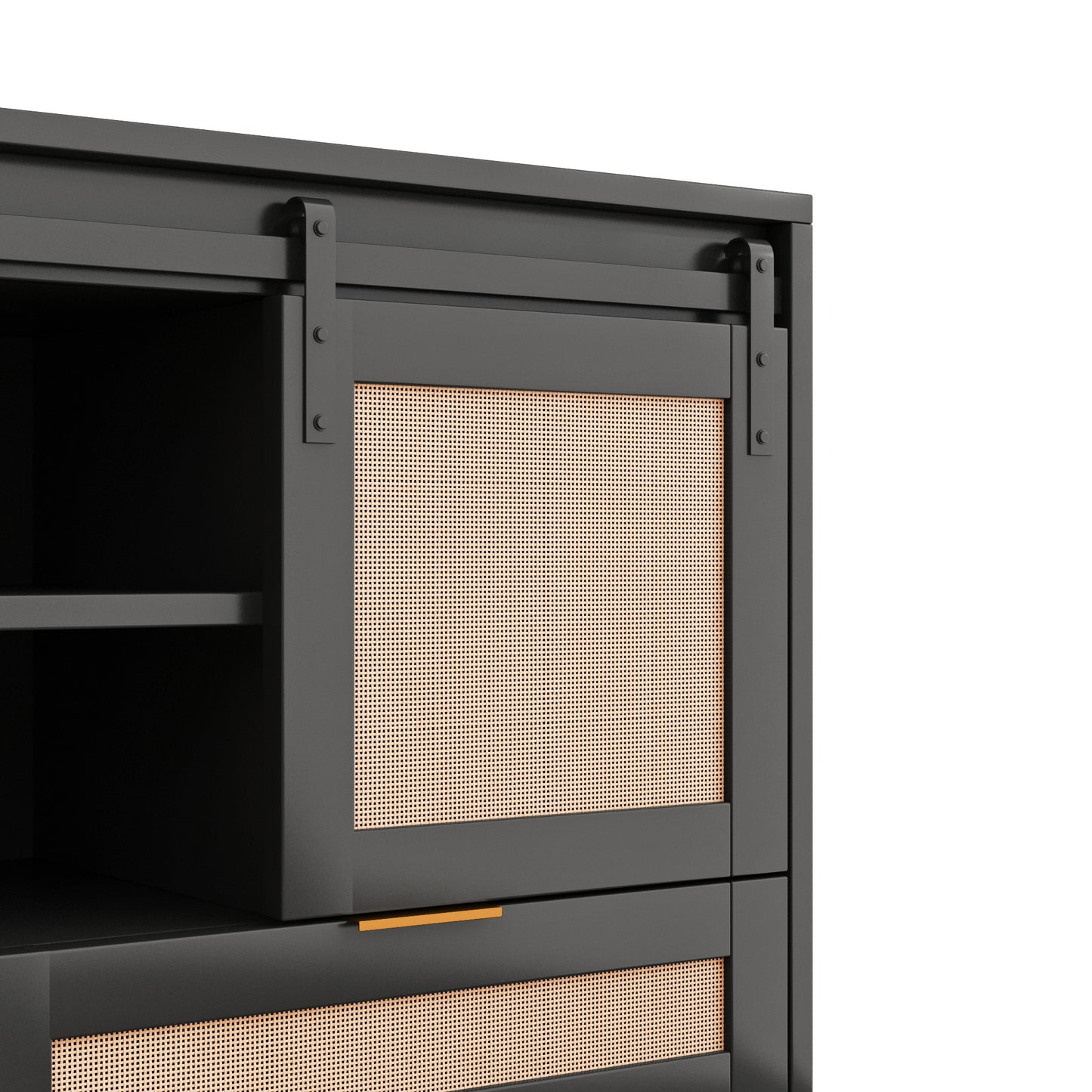 47.24 "Sliding Barn Door Storage Cabinet, TV Cabinet with 2 Drawers, for Living room Bedroom