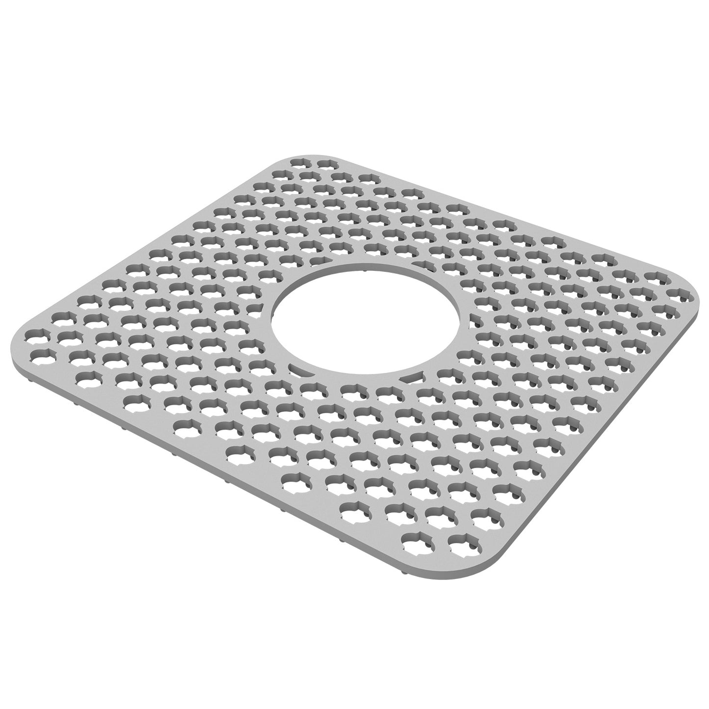 Silicone Grid Sink Mat with Central Drain Hole Non-Slip Kitchen Stainless Steel Sink Protector