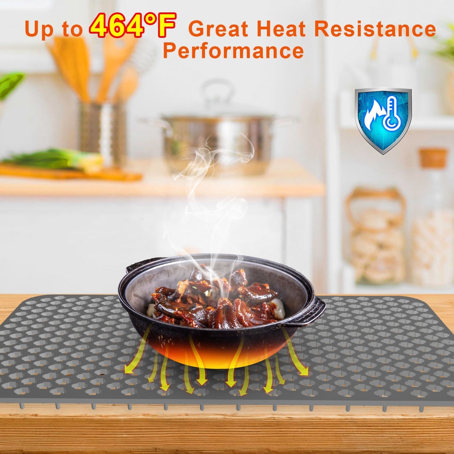 Silicone Grid Sink Mat with Central Drain Hole Non-Slip Kitchen Stainless Steel Sink Protector