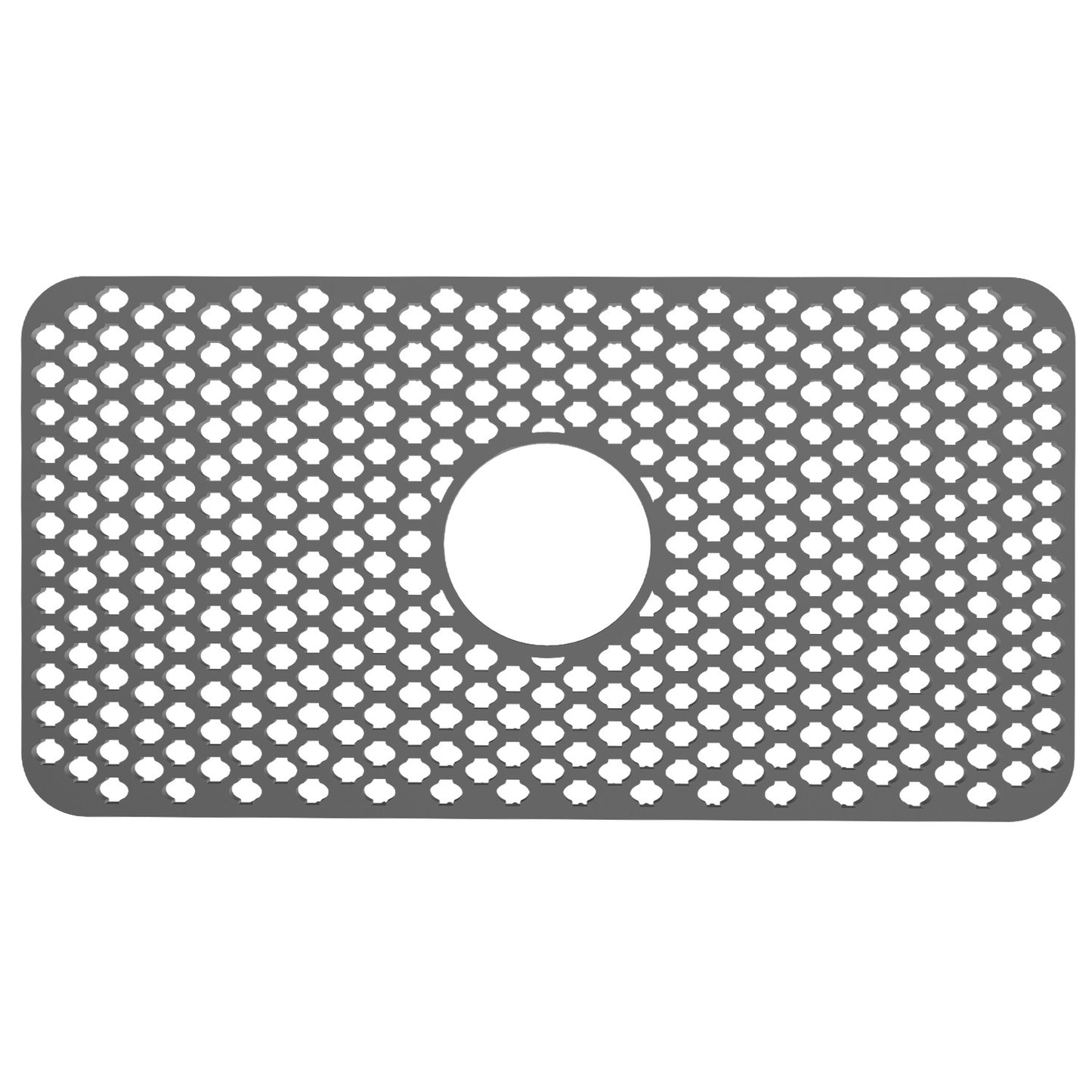 Silicone Grid Sink Mat with Central Drain Hole Non-Slip Kitchen Stainless Steel Sink Protector