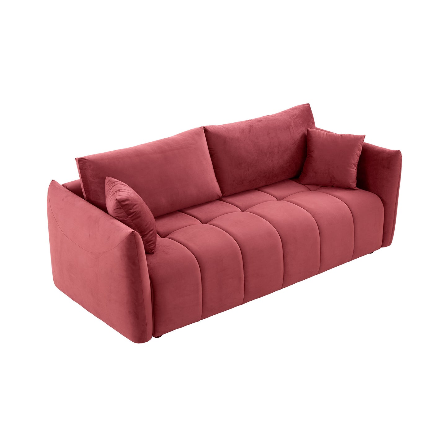 Sectional Sofa,3 seater sofa with 3 Pillows for Living Room,Velvet for bedroom, livingroom Wine Red