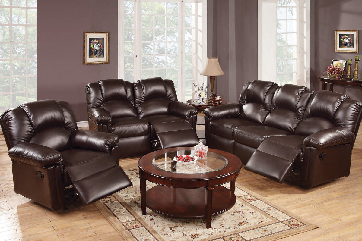 Motion Recliner Chair 1pc Glider Couch Living Room Furniture Brown Bonded Leather