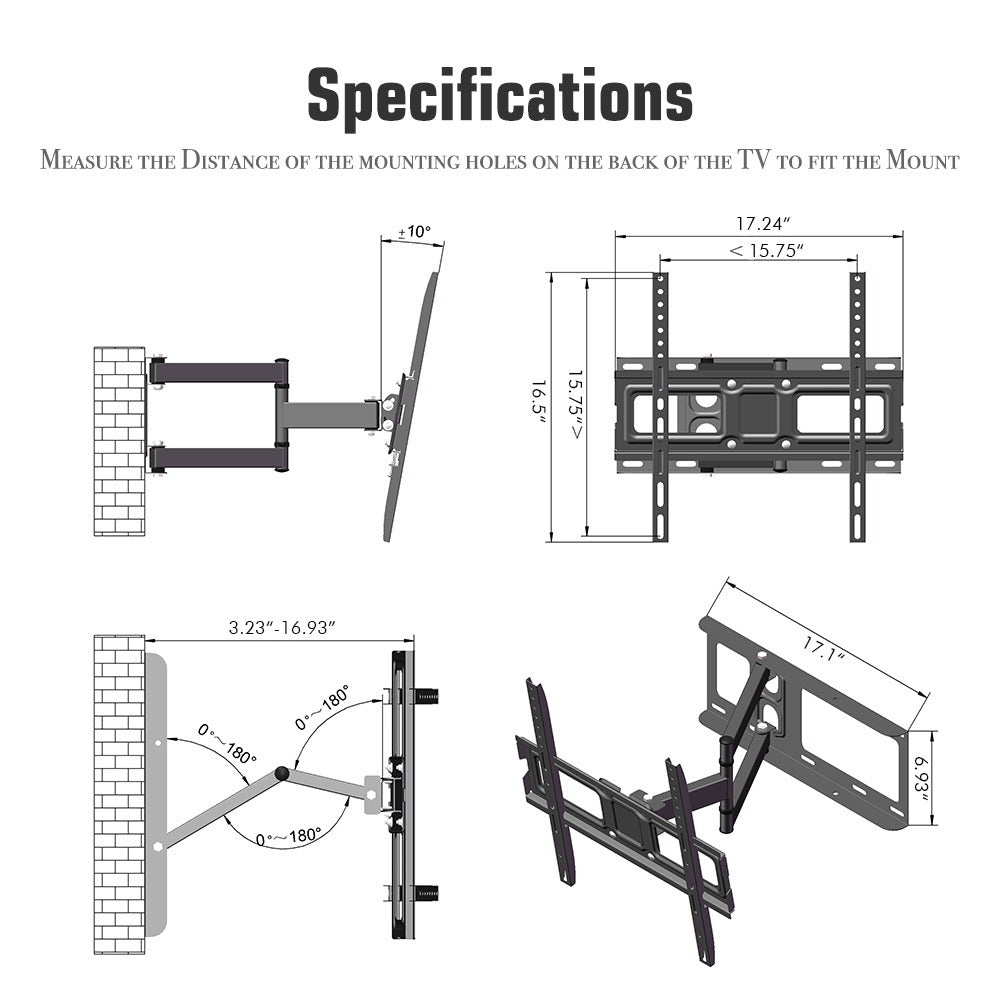 32-60 Inch Single Pendulum Large Base TV Stand Tmdd-102 Bearing 35Kg/Vese400*400/Upper And Lower-10~ 10°