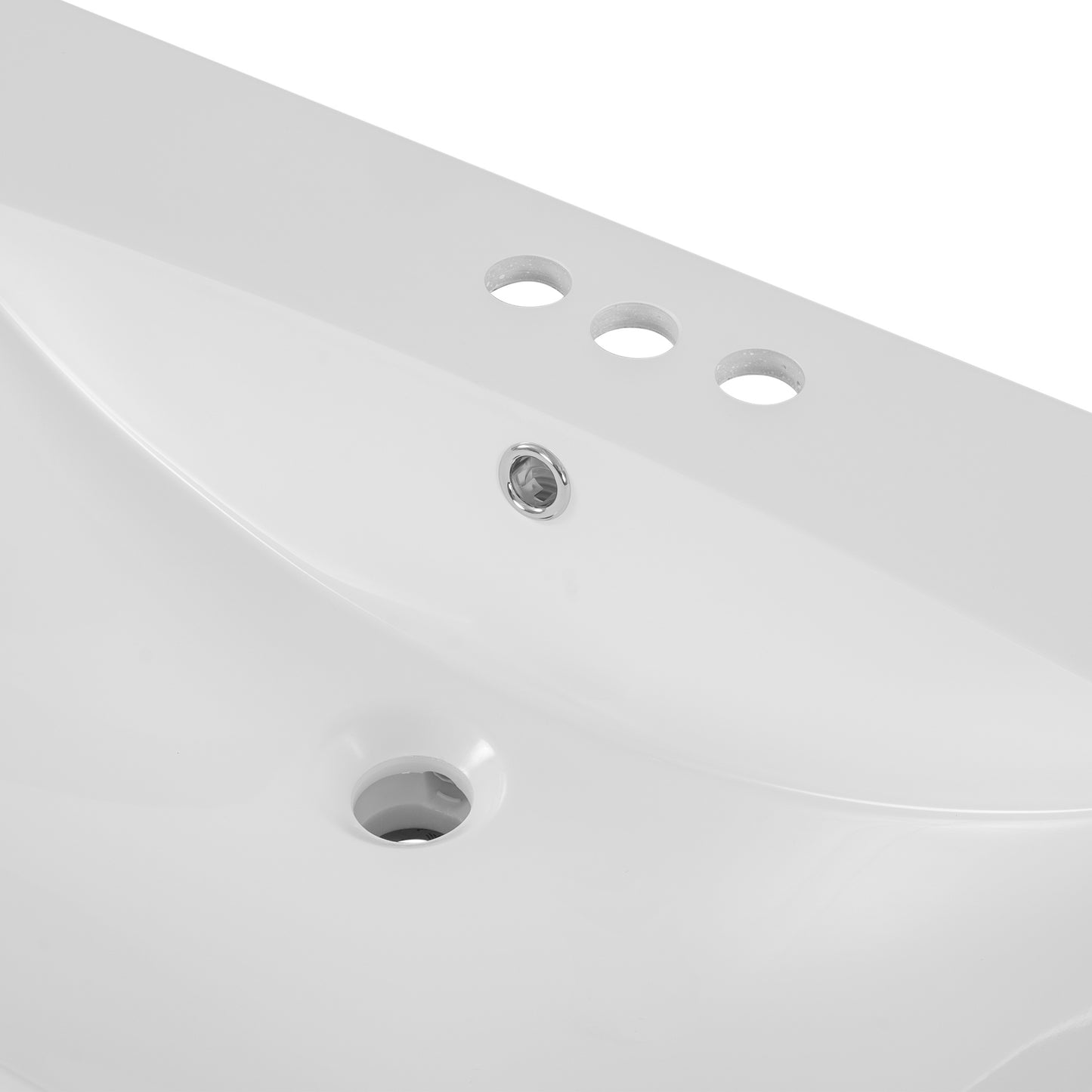 36" Single Bathroom Vanity Top with White Basin;  3-Faucet Holes;  Ceramic