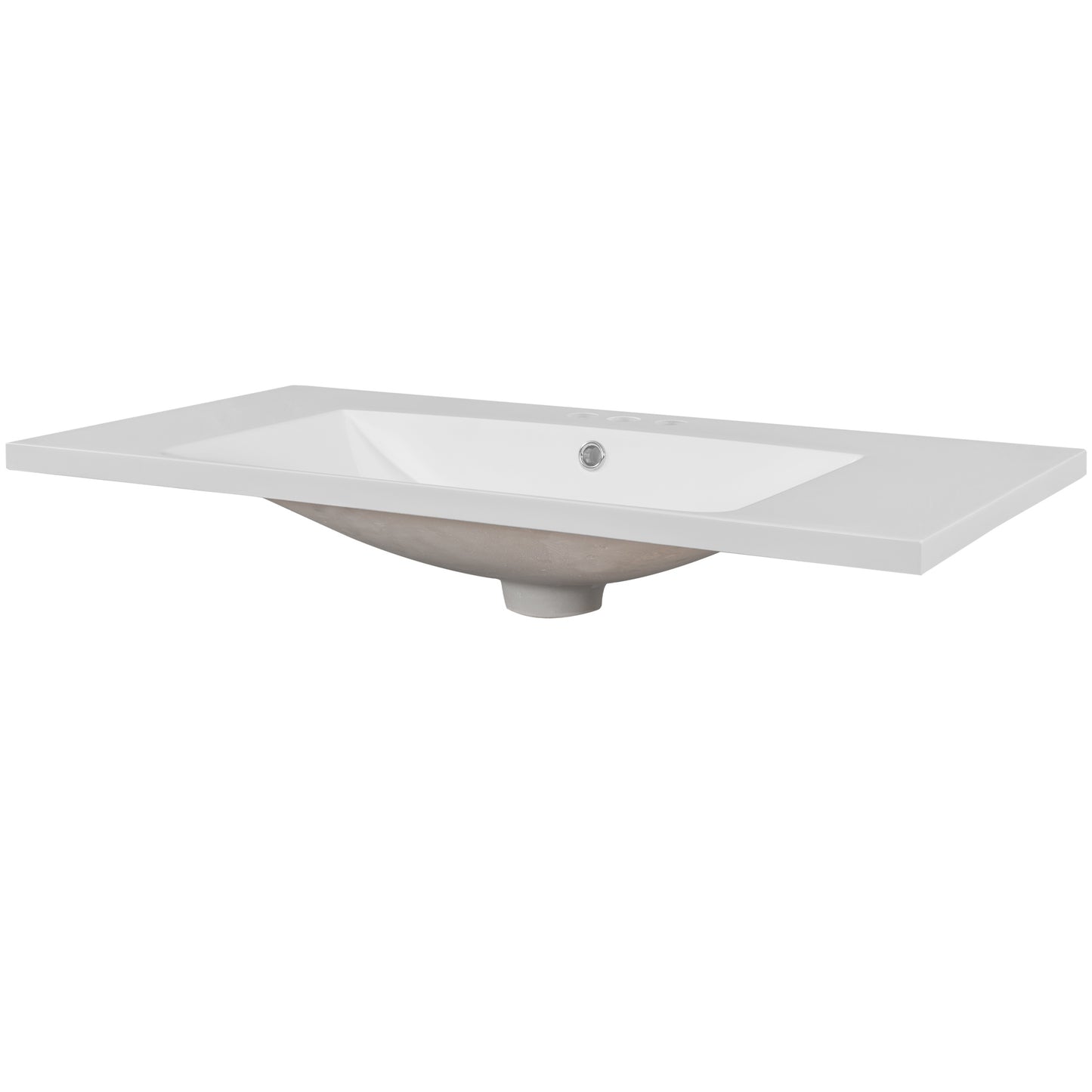 36" Single Bathroom Vanity Top with White Basin;  3-Faucet Holes;  Ceramic