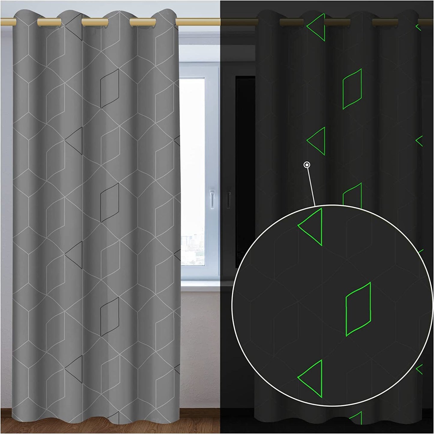 Muwago Blackout Curtains Luminous Glow in The Dark Themed Grommet Thermal Insulated Curtains Bedroom and Living Room Window Treatment