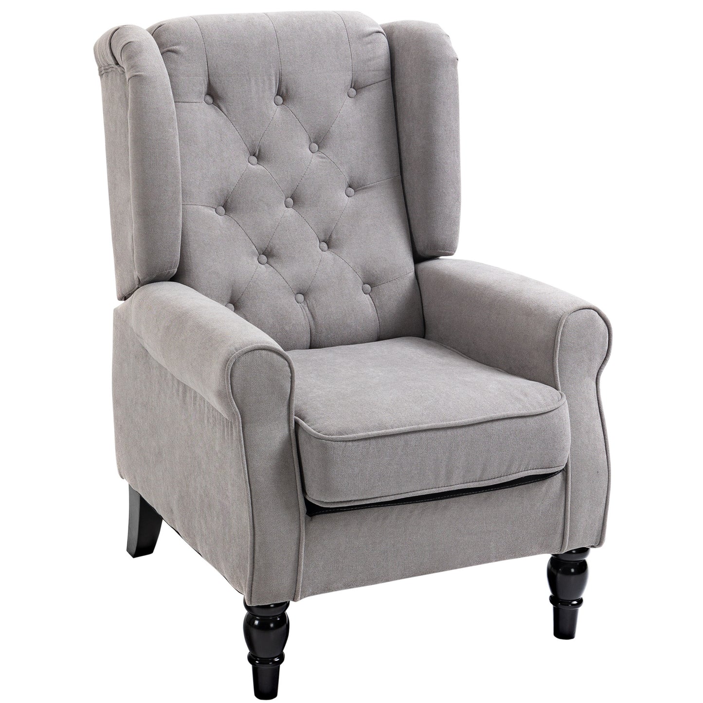 HOMCOM Button-Tufted Accent Chair with High Wingback, Rounded Cushioned Armrests and Thick Padded Seat, Grey