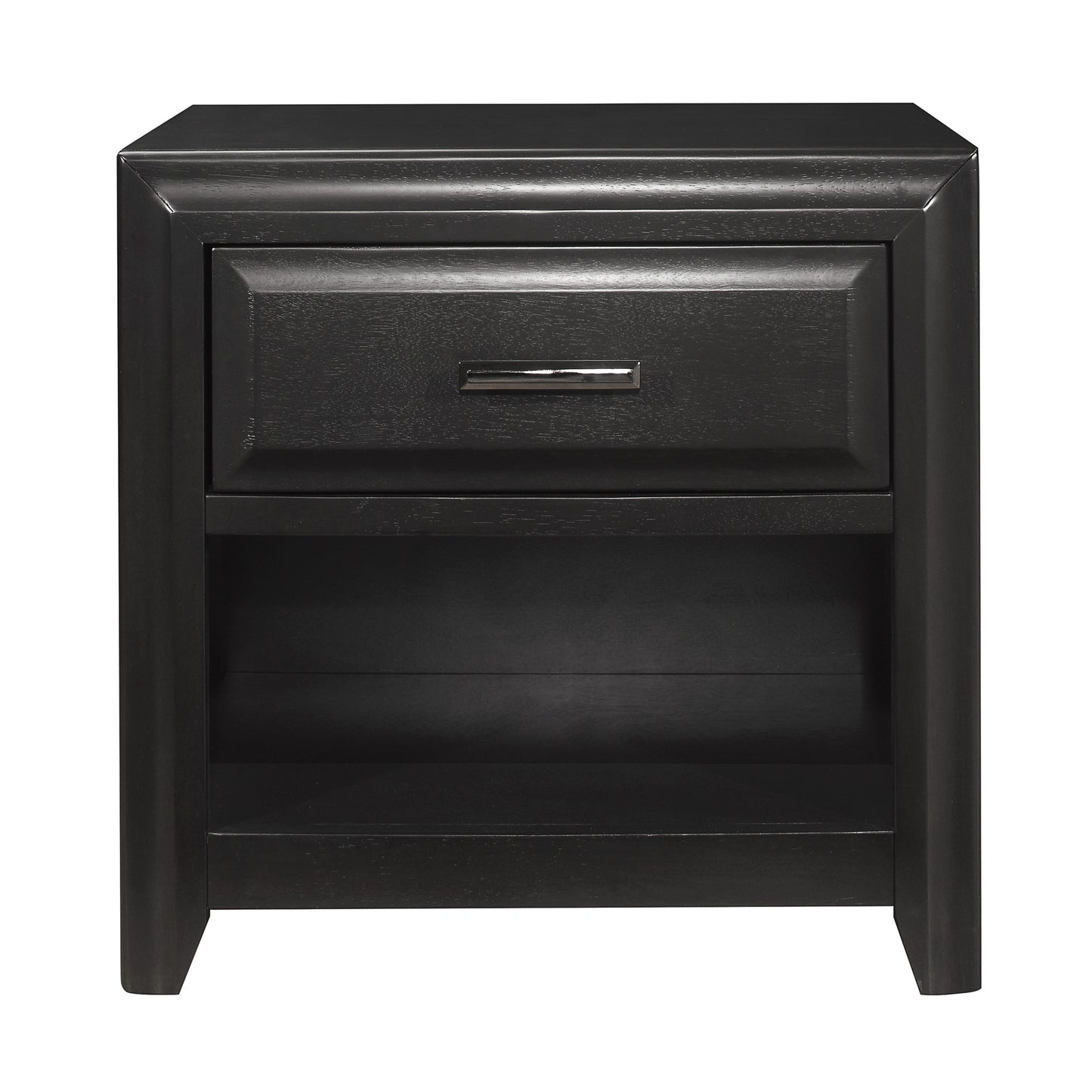 Modern Style Storage Cubby Nightstand w drawer 1pc Espresso Finish Wooden Bedroom Furniture Home