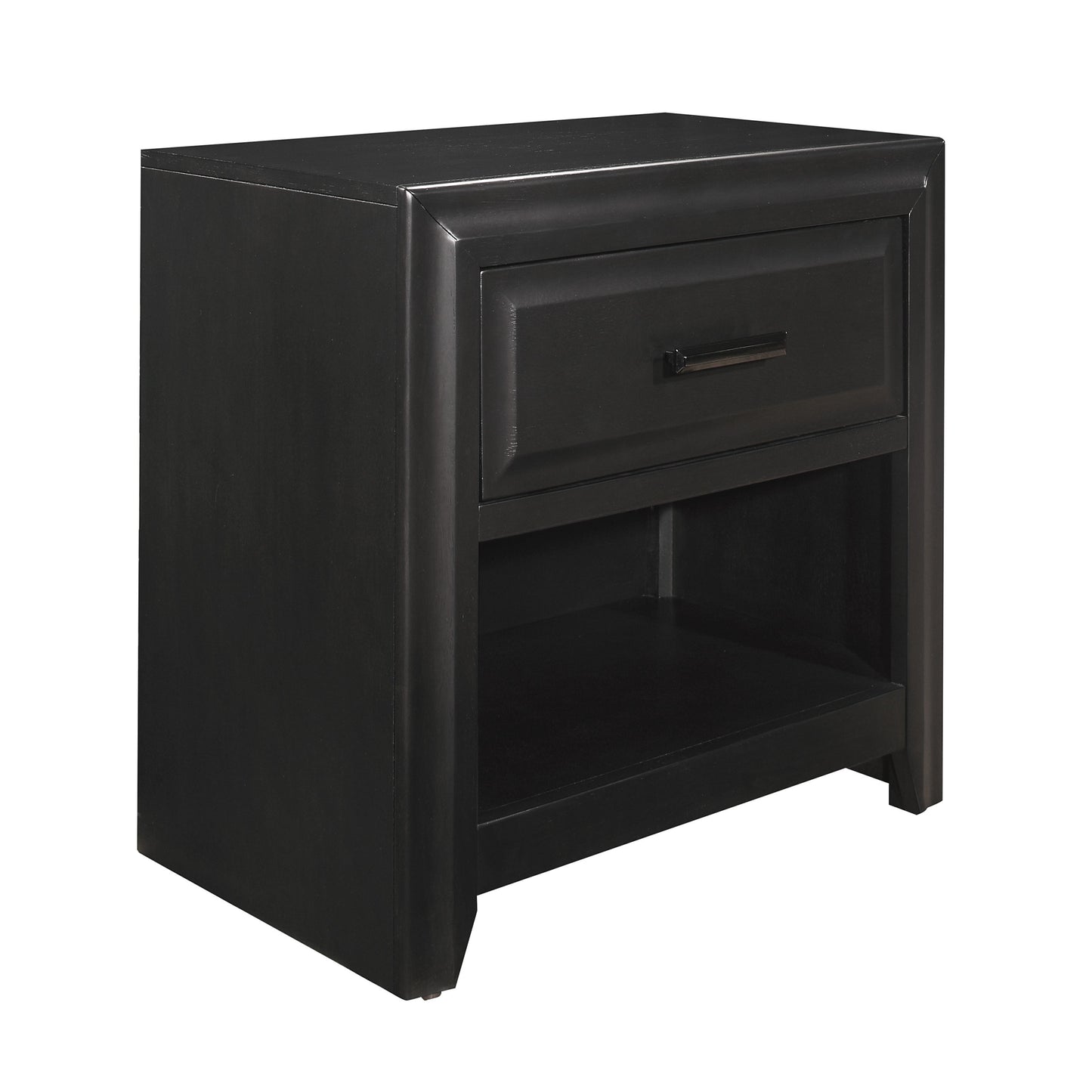 Modern Style Storage Cubby Nightstand w drawer 1pc Espresso Finish Wooden Bedroom Furniture Home