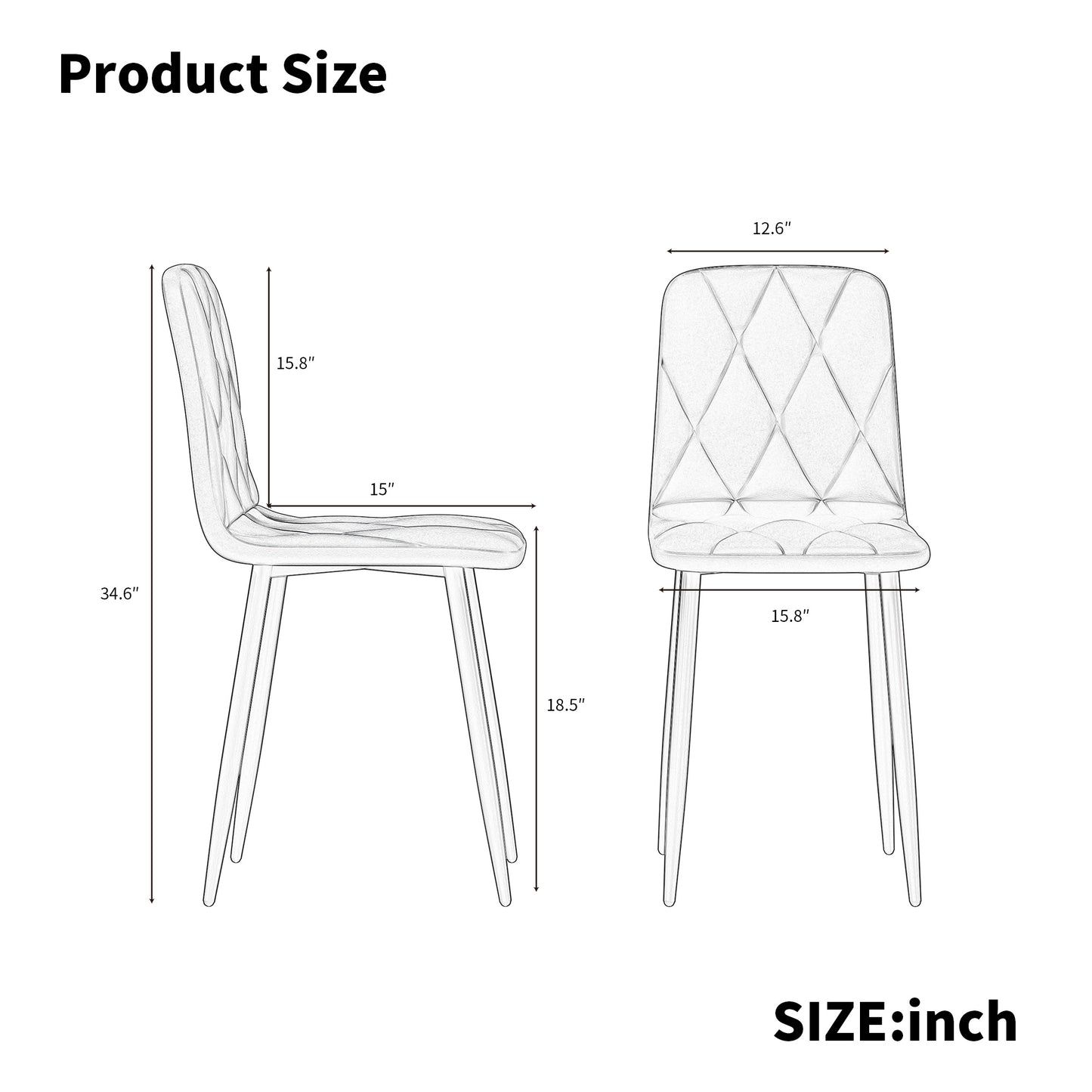 Dining Chairs Set of 4, Modern Kitchen Dining Room Chairs, PU Dining Chair Upholstered Cushion Seat and Sturdy Metal Legs