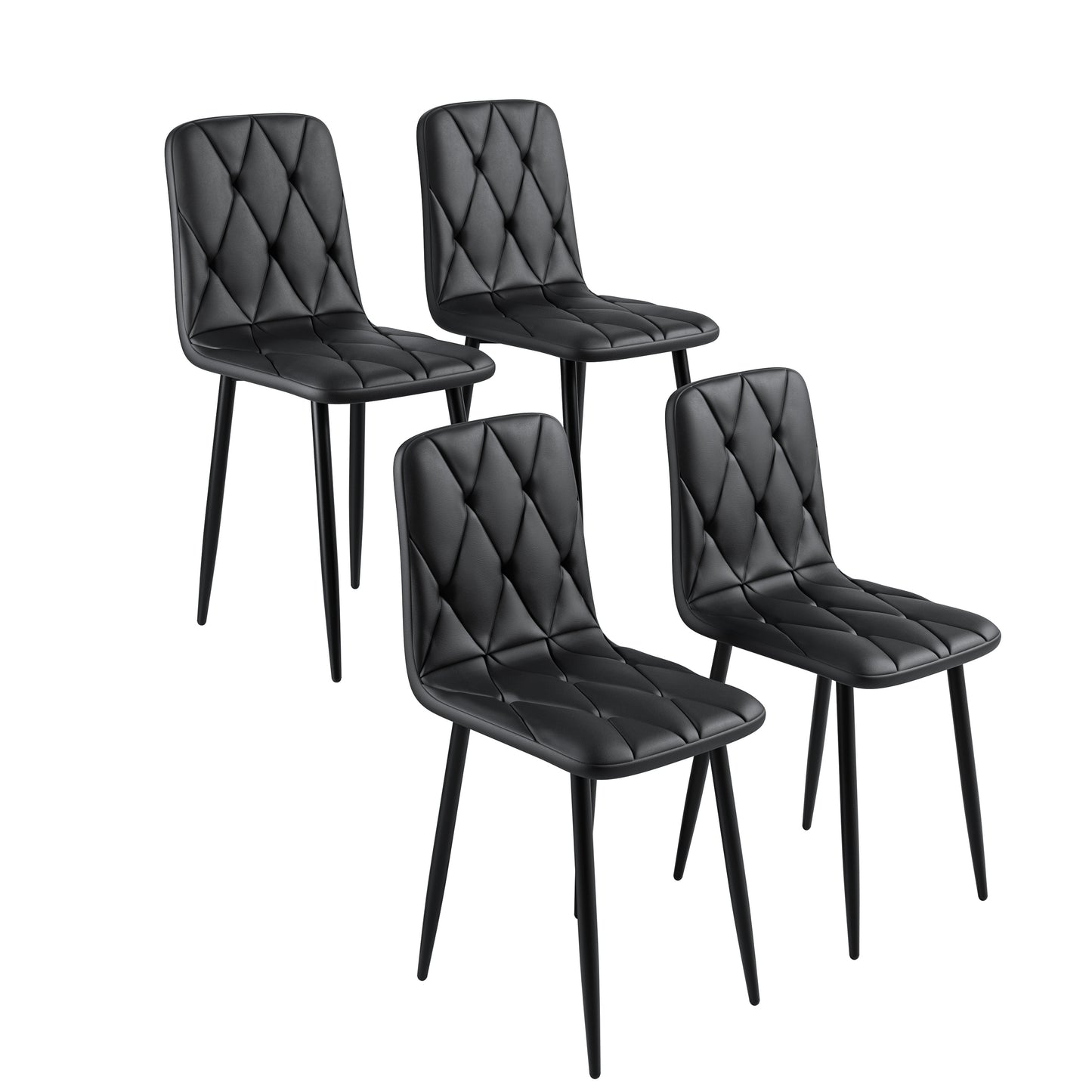 Dining Chairs Set of 4, Modern Kitchen Dining Room Chairs, PU Dining Chair Upholstered Cushion Seat and Sturdy Metal Legs