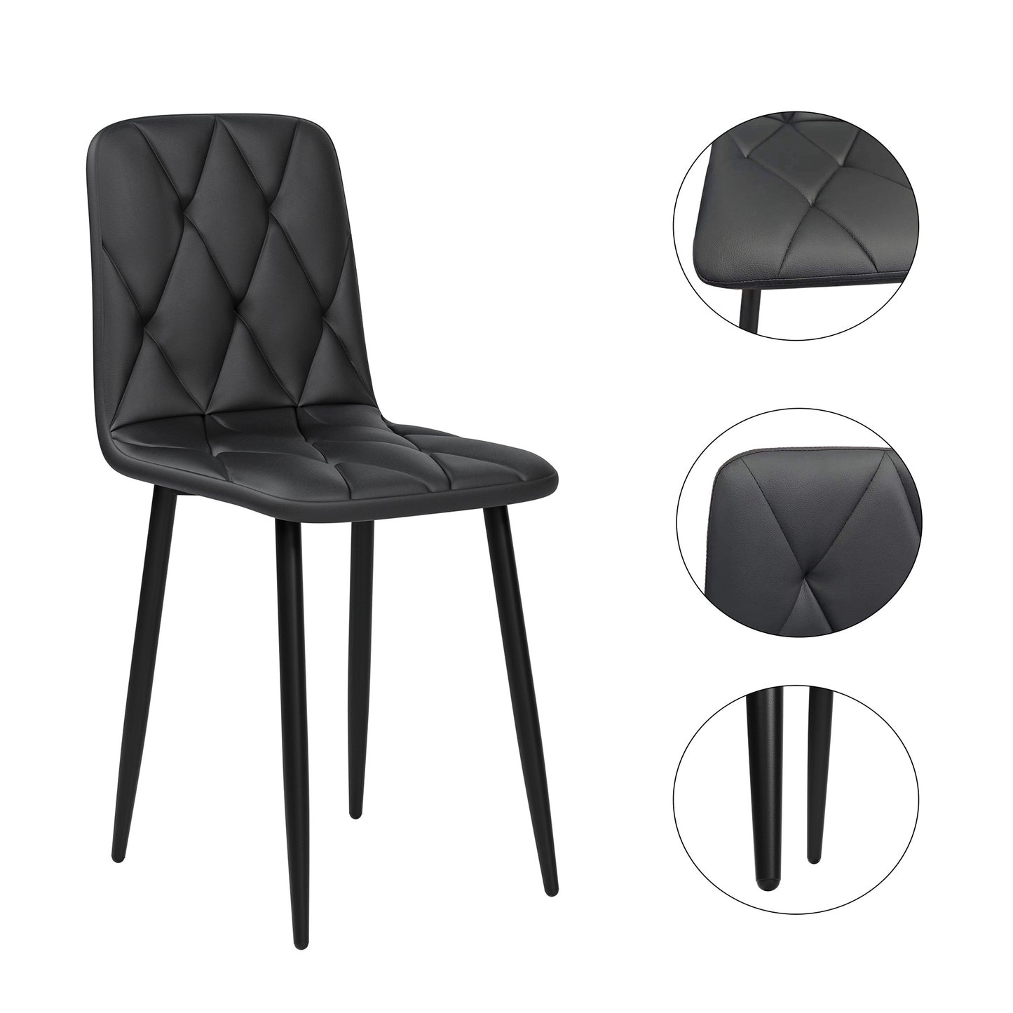 Dining Chairs Set of 4, Modern Kitchen Dining Room Chairs, PU Dining Chair Upholstered Cushion Seat and Sturdy Metal Legs