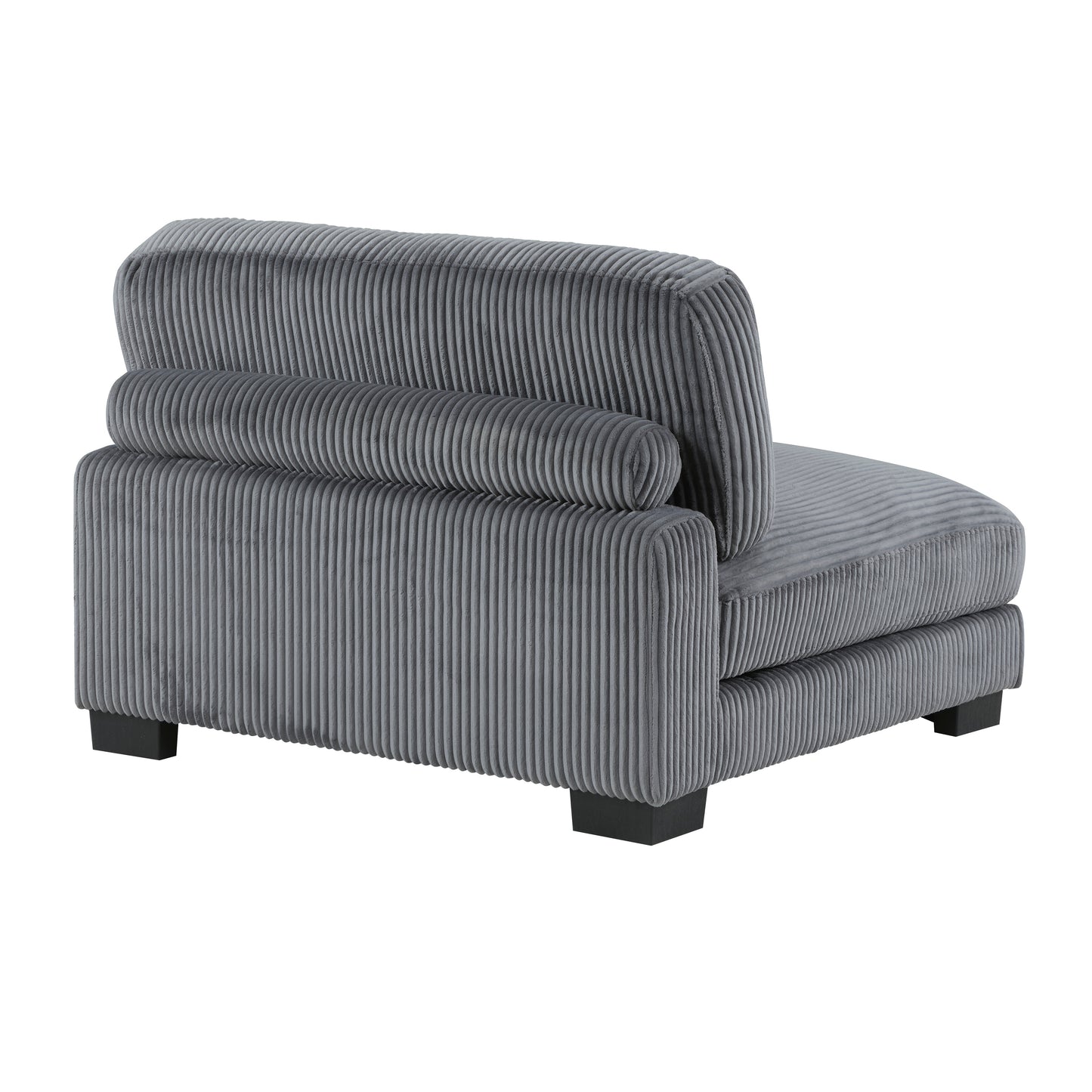 1pc Modern Living Room Furniture Modular Armless Chair Plush Gray Corduroy Fabric Upholstery Plywood Frame, Matching Pillow