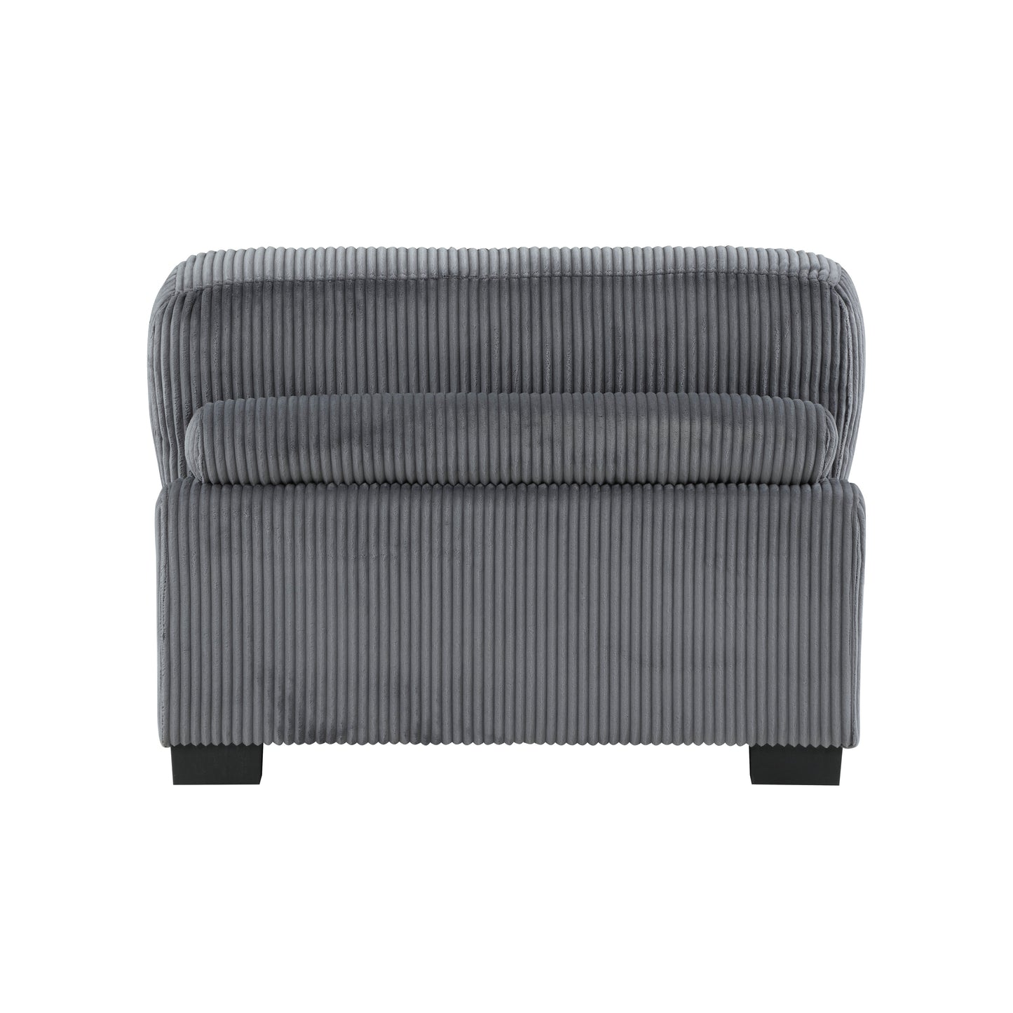 1pc Modern Living Room Furniture Modular Armless Chair Plush Gray Corduroy Fabric Upholstery Plywood Frame, Matching Pillow