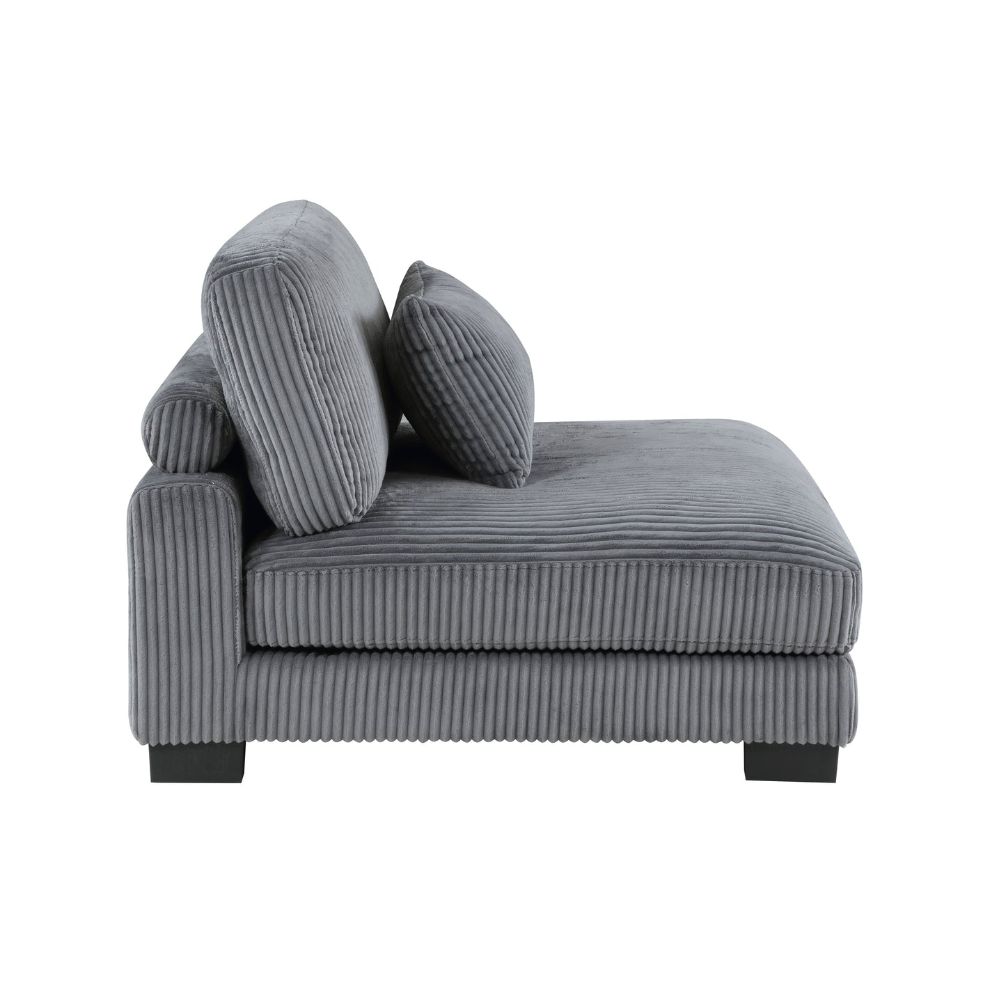 1pc Modern Living Room Furniture Modular Armless Chair Plush Gray Corduroy Fabric Upholstery Plywood Frame, Matching Pillow