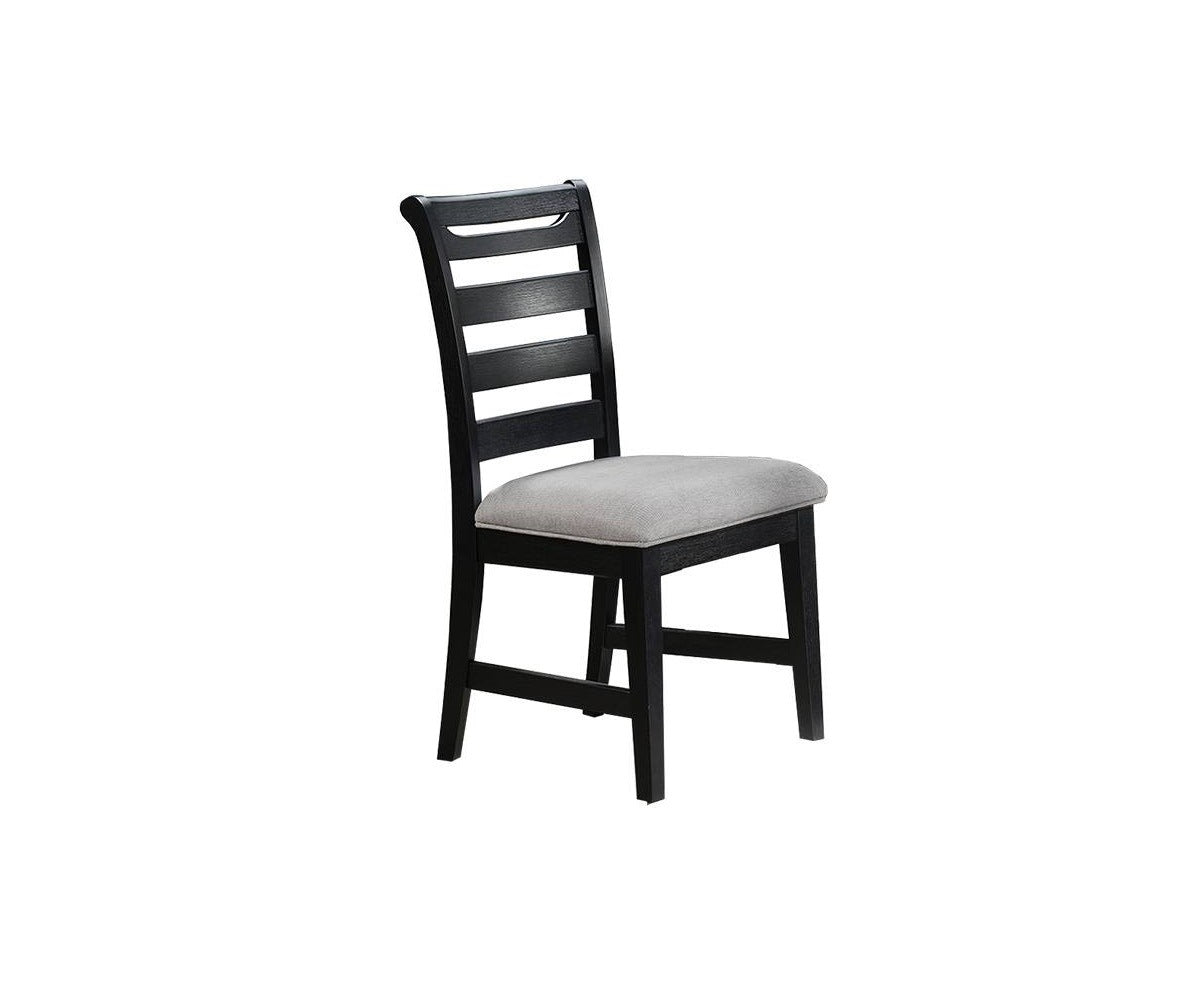 Modern 2pc Dining Chairs Black Ladder Back Frame Upholstered Cushion Seat Rubberwood Kitchen Dining Room