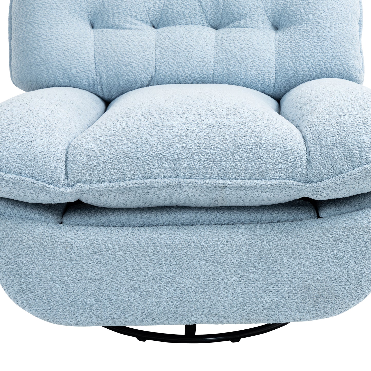 360° Swivel Recliner Adjustable Chair Chenille Glider Swivel Reclining Sofa Chair with Black Metal Round Base - Blue