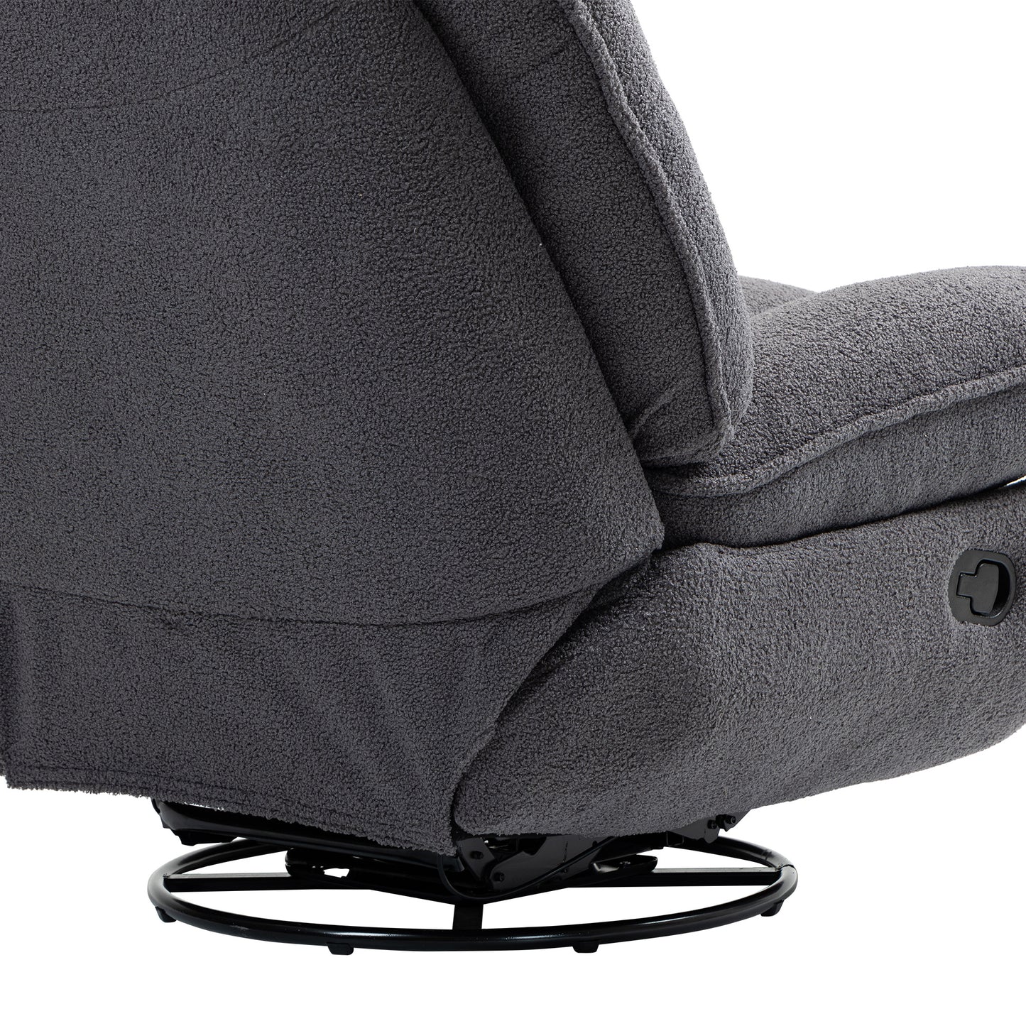 360° Swivel Recliner Adjustable Chair Chenille Glider Swivel Reclining Sofa Chair with Black Metal Round Base - Gray