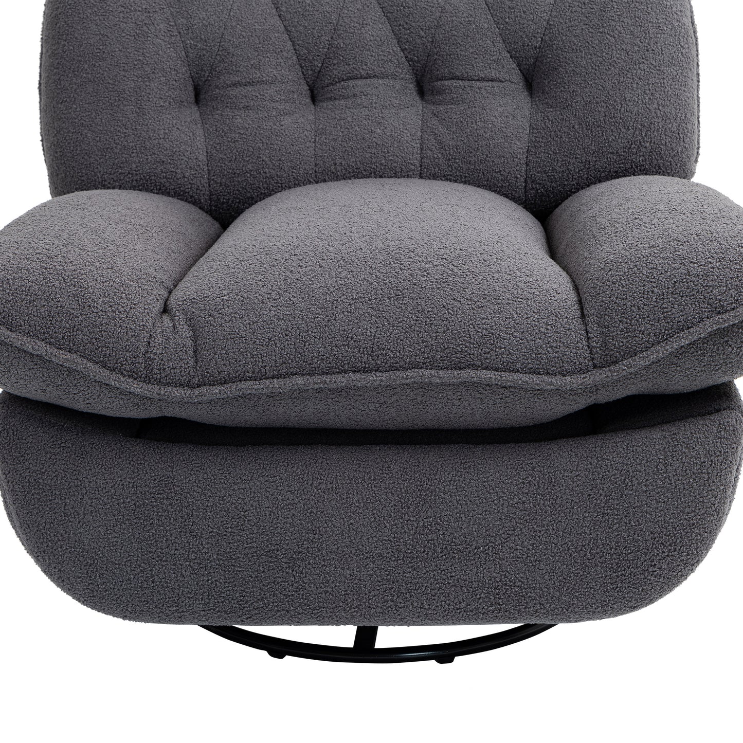 360° Swivel Recliner Adjustable Chair Chenille Glider Swivel Reclining Sofa Chair with Black Metal Round Base - Gray