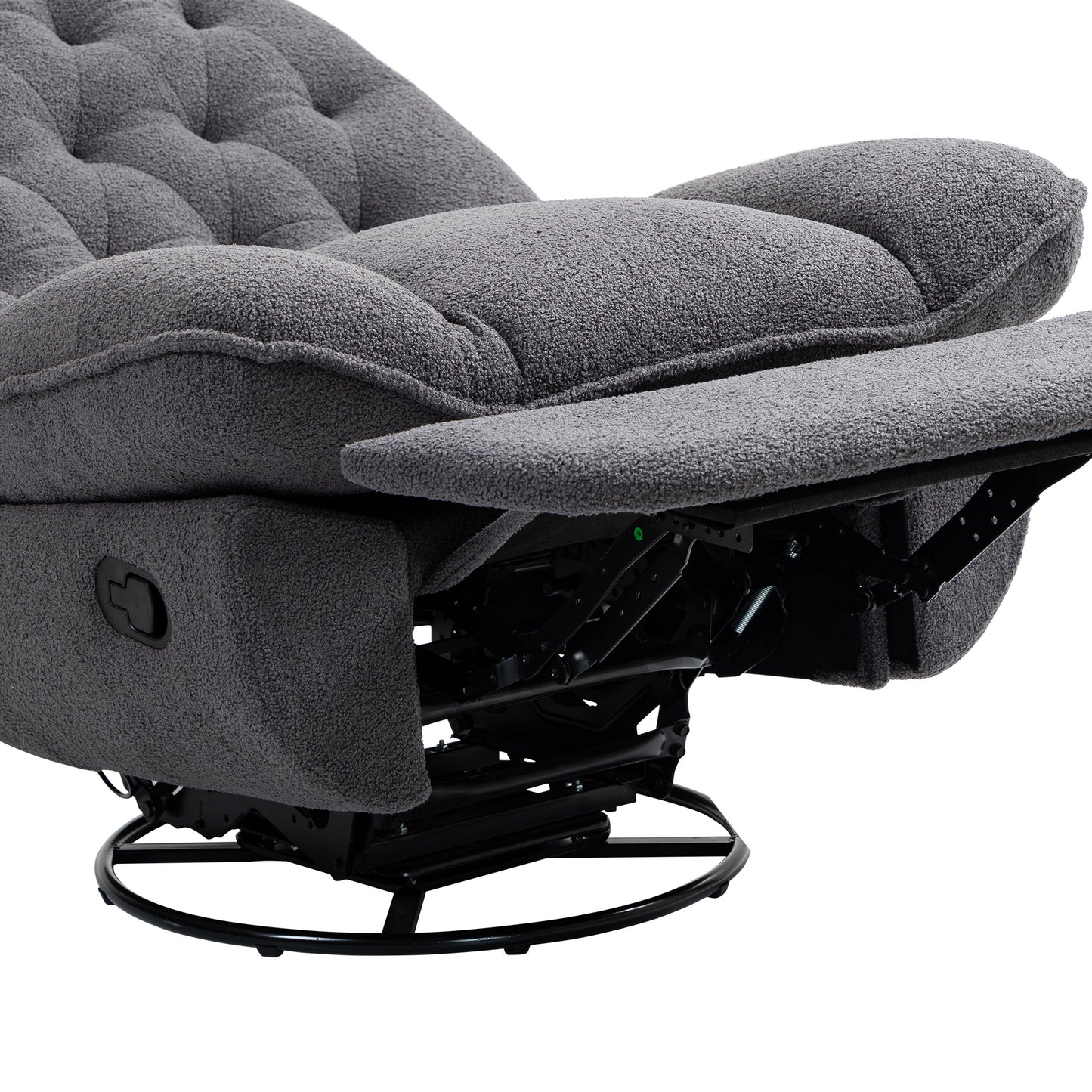 360° Swivel Recliner Adjustable Chair Chenille Glider Swivel Reclining Sofa Chair with Black Metal Round Base - Gray