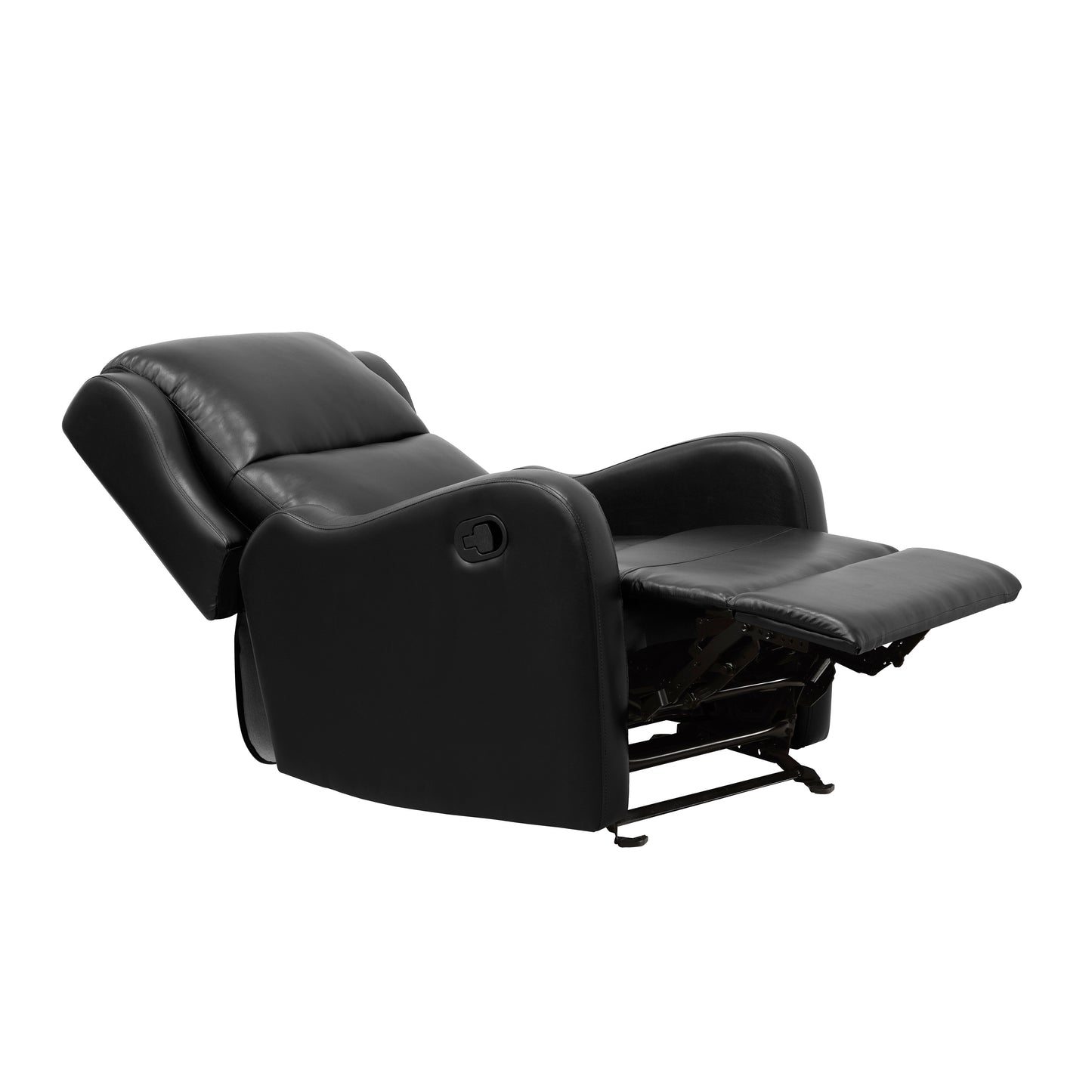 Black Faux Leather Upholstery Glider Reclining Chair 1pc Living Room Furniture Comfort Seating